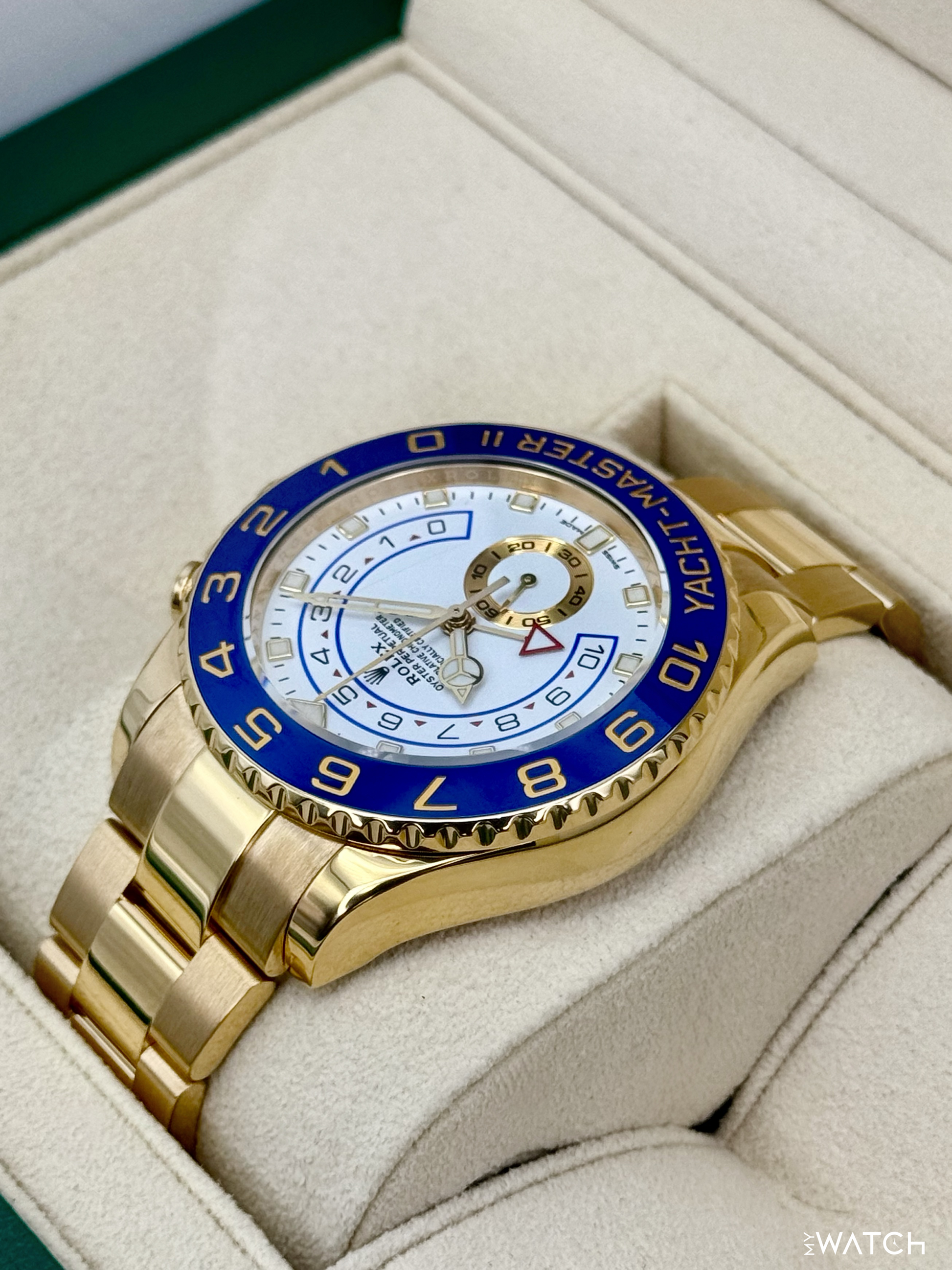 2023 Rolex Yacht-Master II 44mm 116688 18K Yellow Gold White Dial - MyWatchLLC