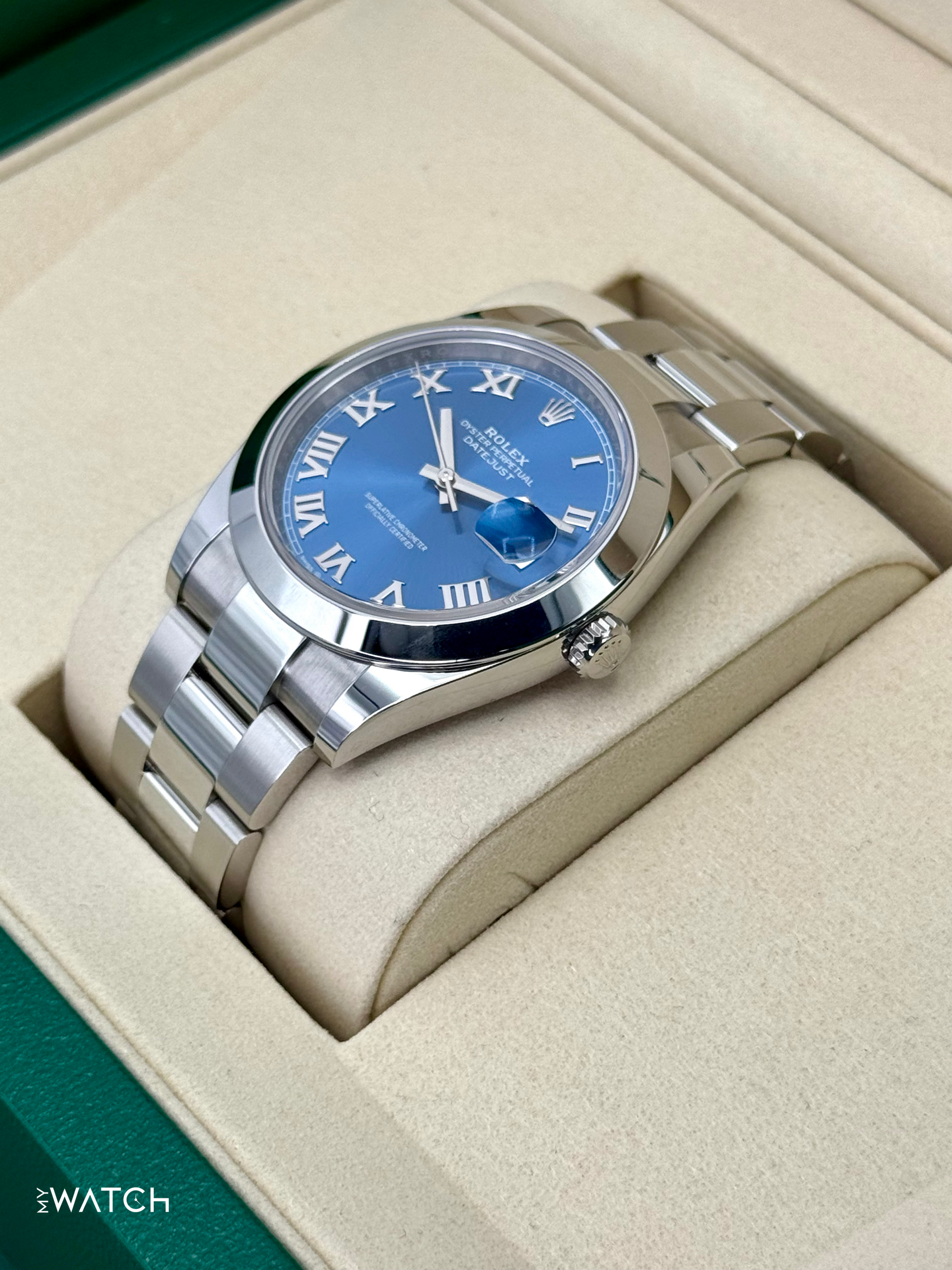 NEW 2025 Rolex Datejust 41mm 126300 Oyster Blue Roman Numeral Dial - MyWatchLLC