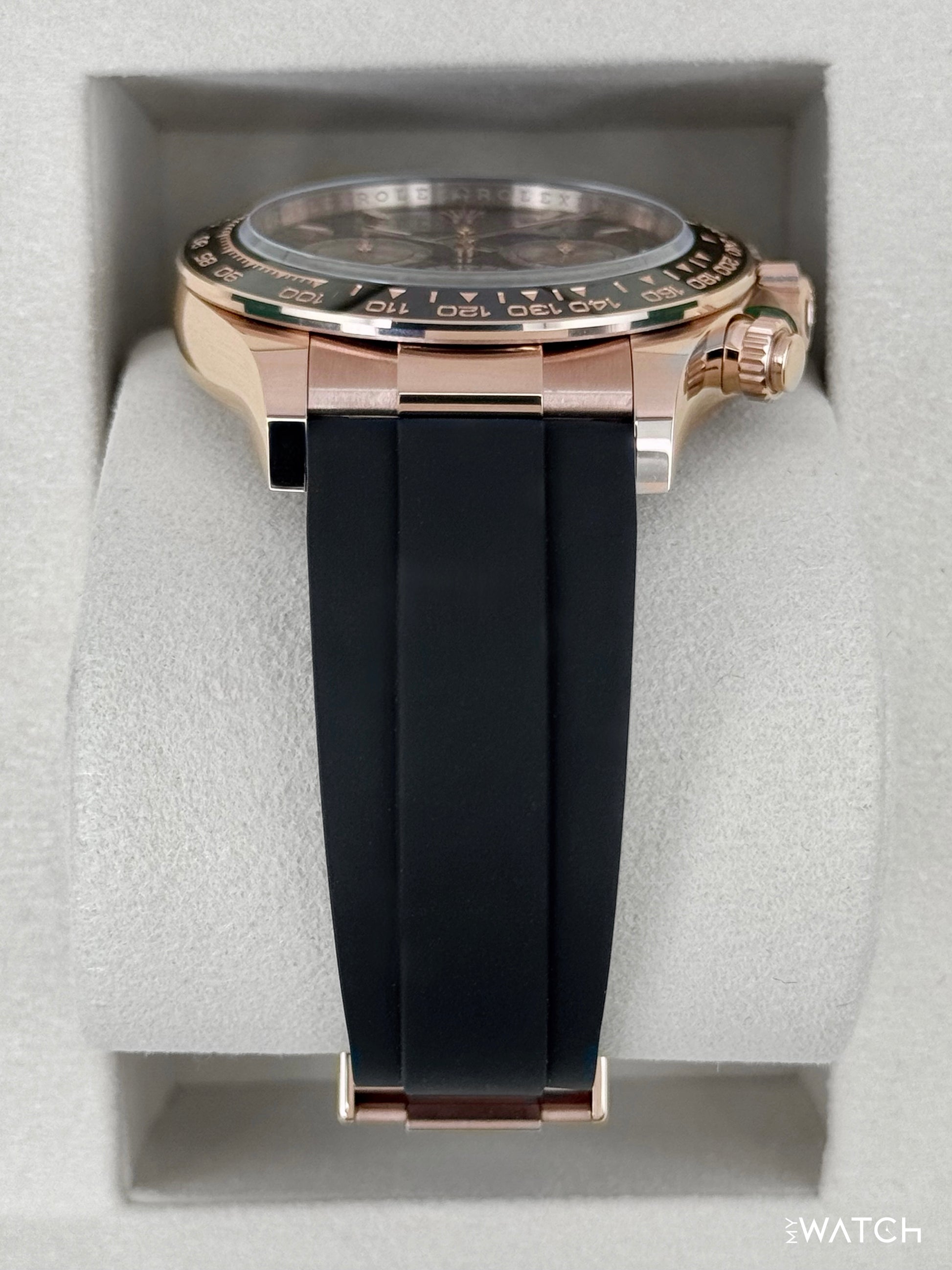 NEW 2026 Rolex Daytona 40mm 126515LN Rose Gold Oysterflex Black Dial - MyWatchLLC