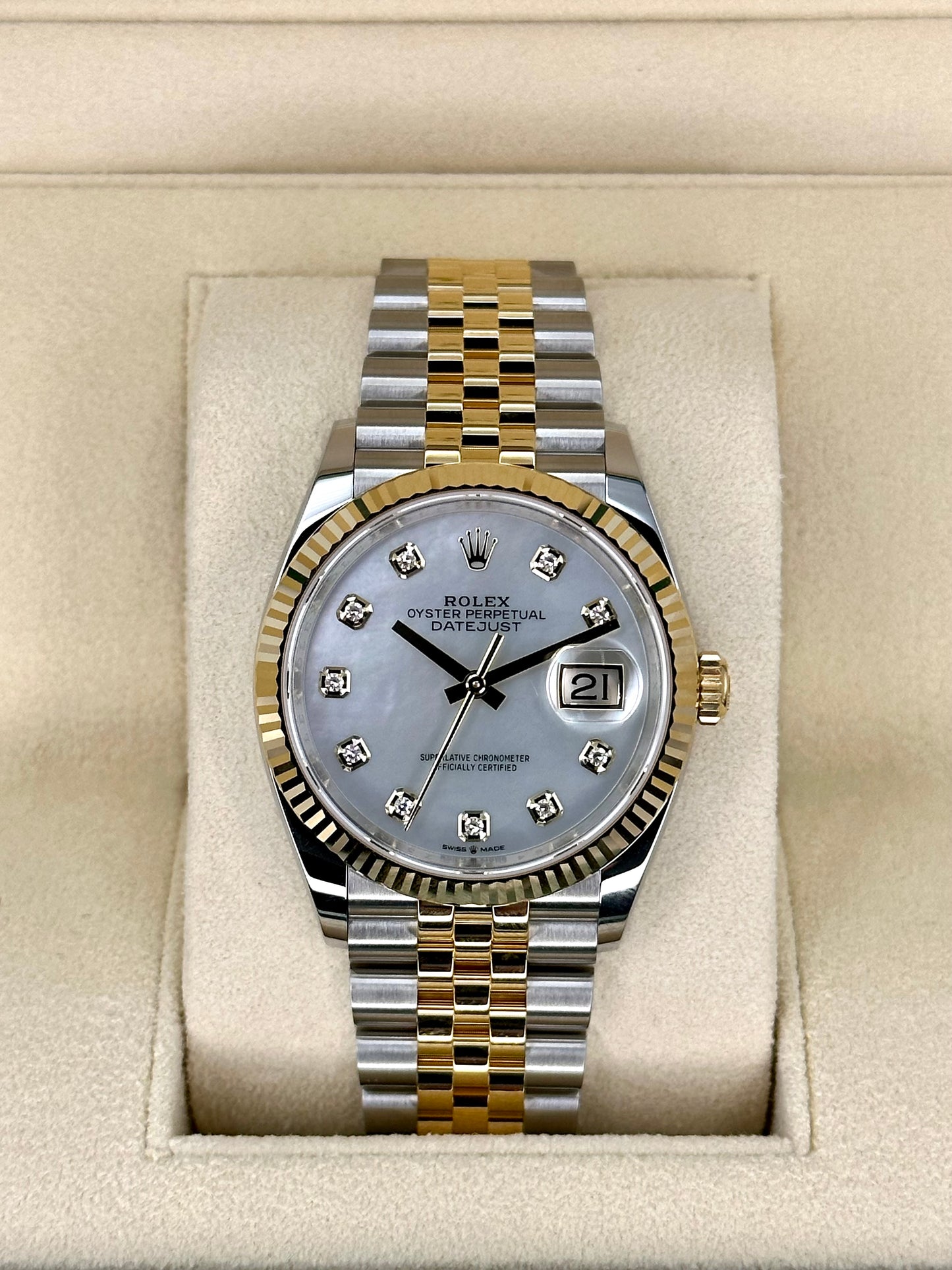 NEW 2023 Rolex Datejust 36mm 126233 Mother of Pearl Diamond Dial - MyWatchLLC