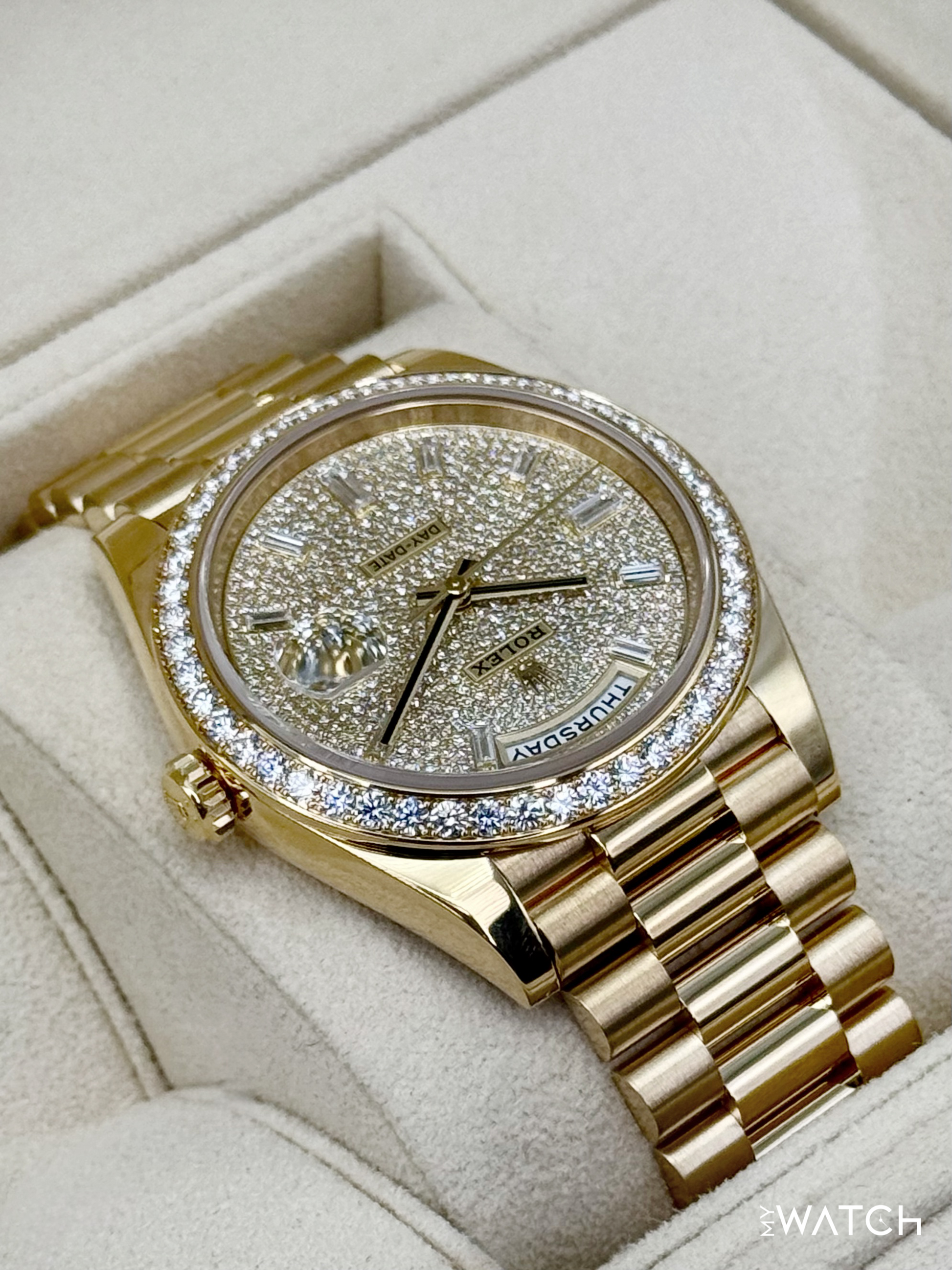 2024 Rolex Day-Date 40mm 228348RBR Diamond Paved Dial - MyWatchLLC