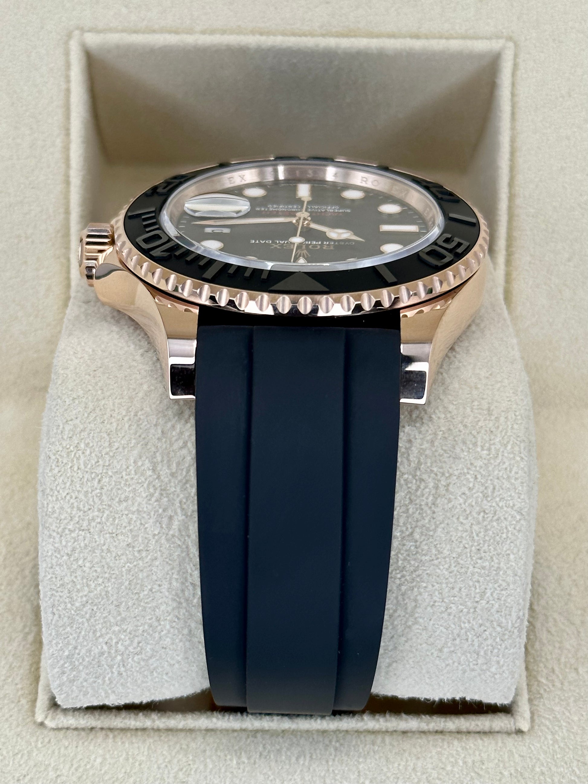 NEW 2023 Rolex Yacht-Master 40mm 126655 Rose Gold Oysterflex Black Dial - MyWatchLLC