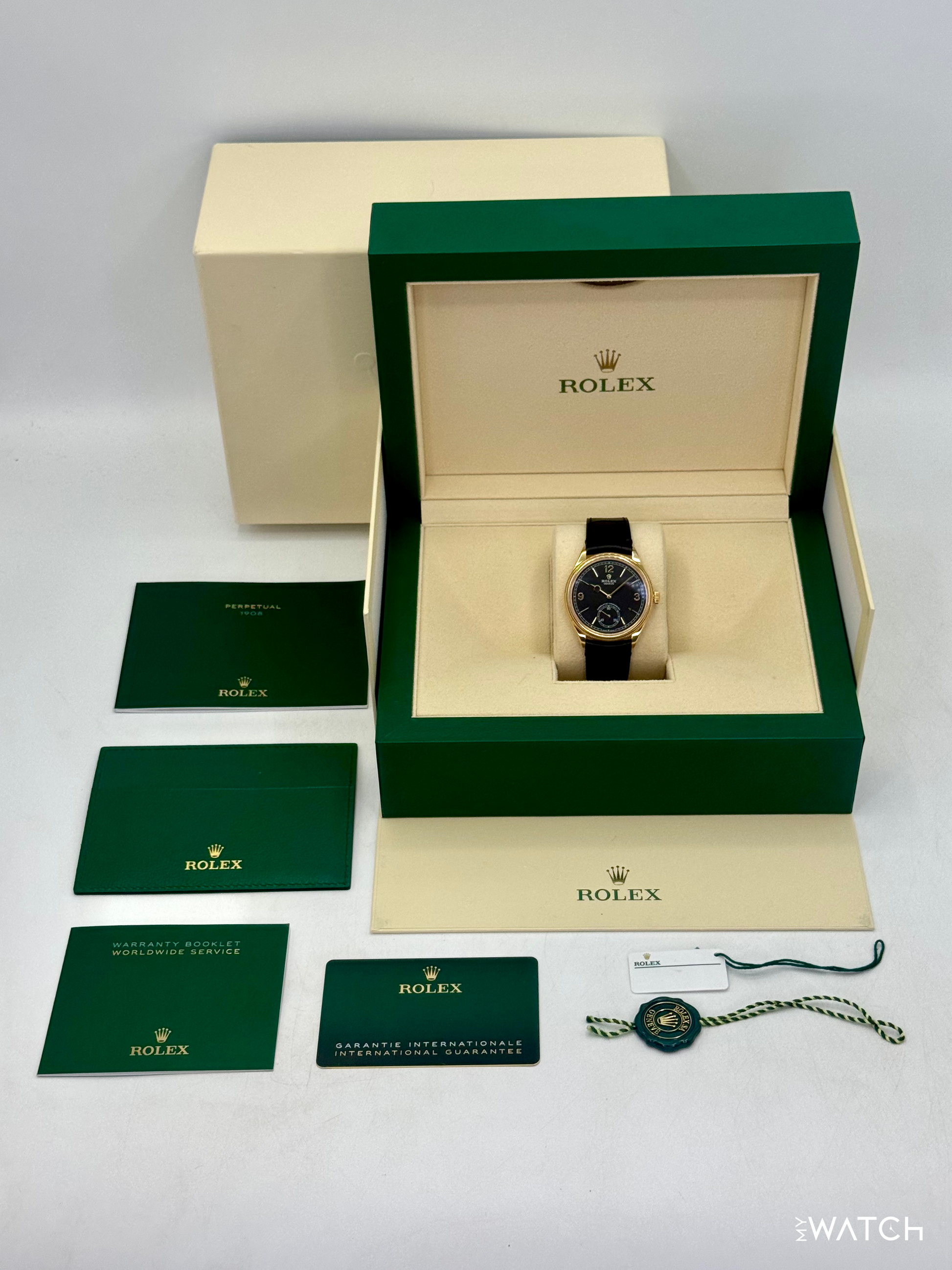 2024 Rolex 1908 39mm 52508 Yellow Gold Black Dial - MyWatchLLC