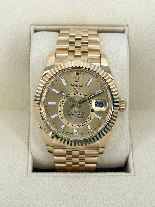 NEW 2025 Rolex Sky-Dweller 42mm 336938 Yellow Gold Jubilee Champagne Dial - MyWatchLLC