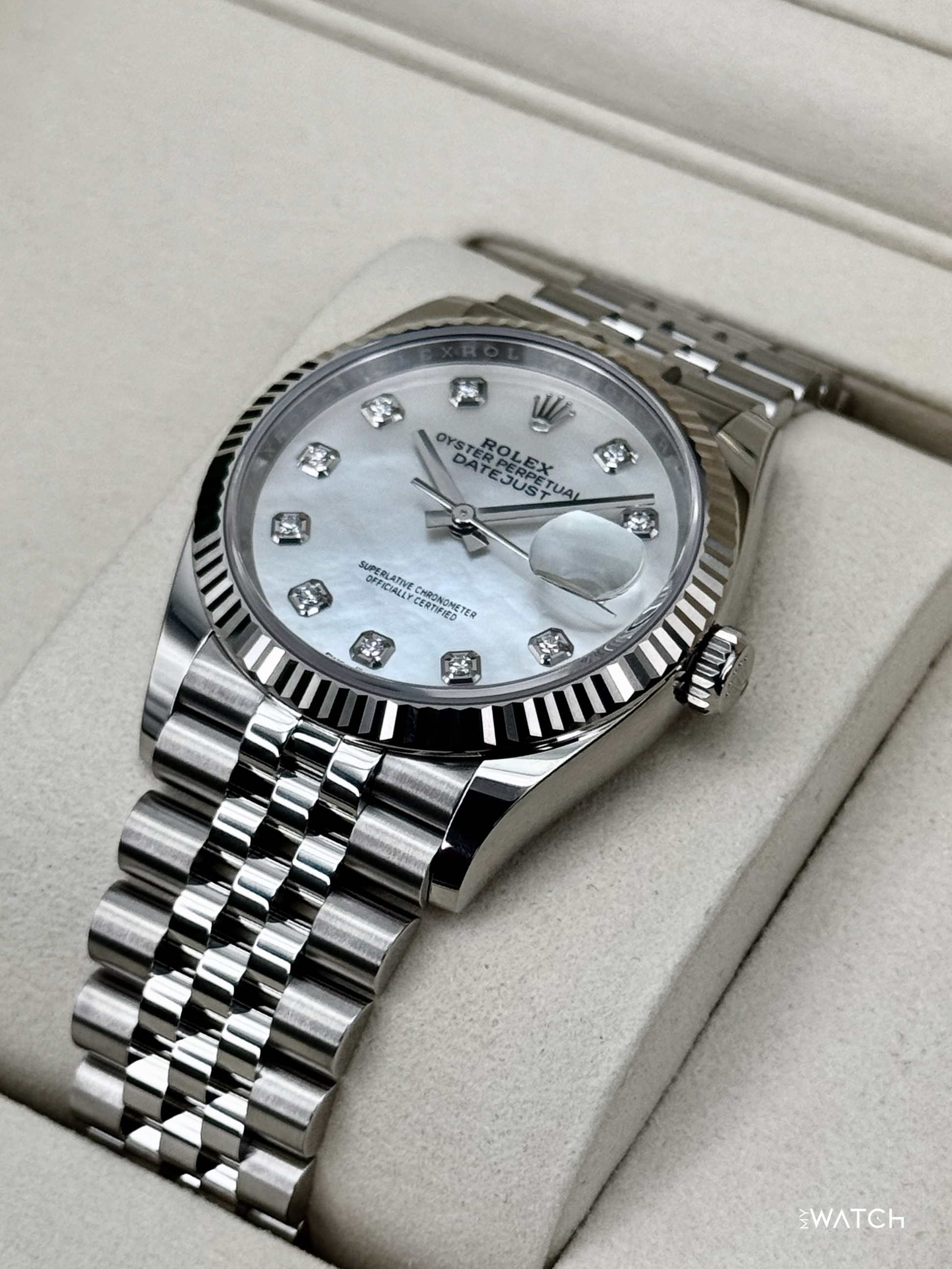 NEW 2026 Rolex Datejust 36mm 126234 Stainless Steel MOP Diamond Dial (STICKERED) - MyWatchLLC
