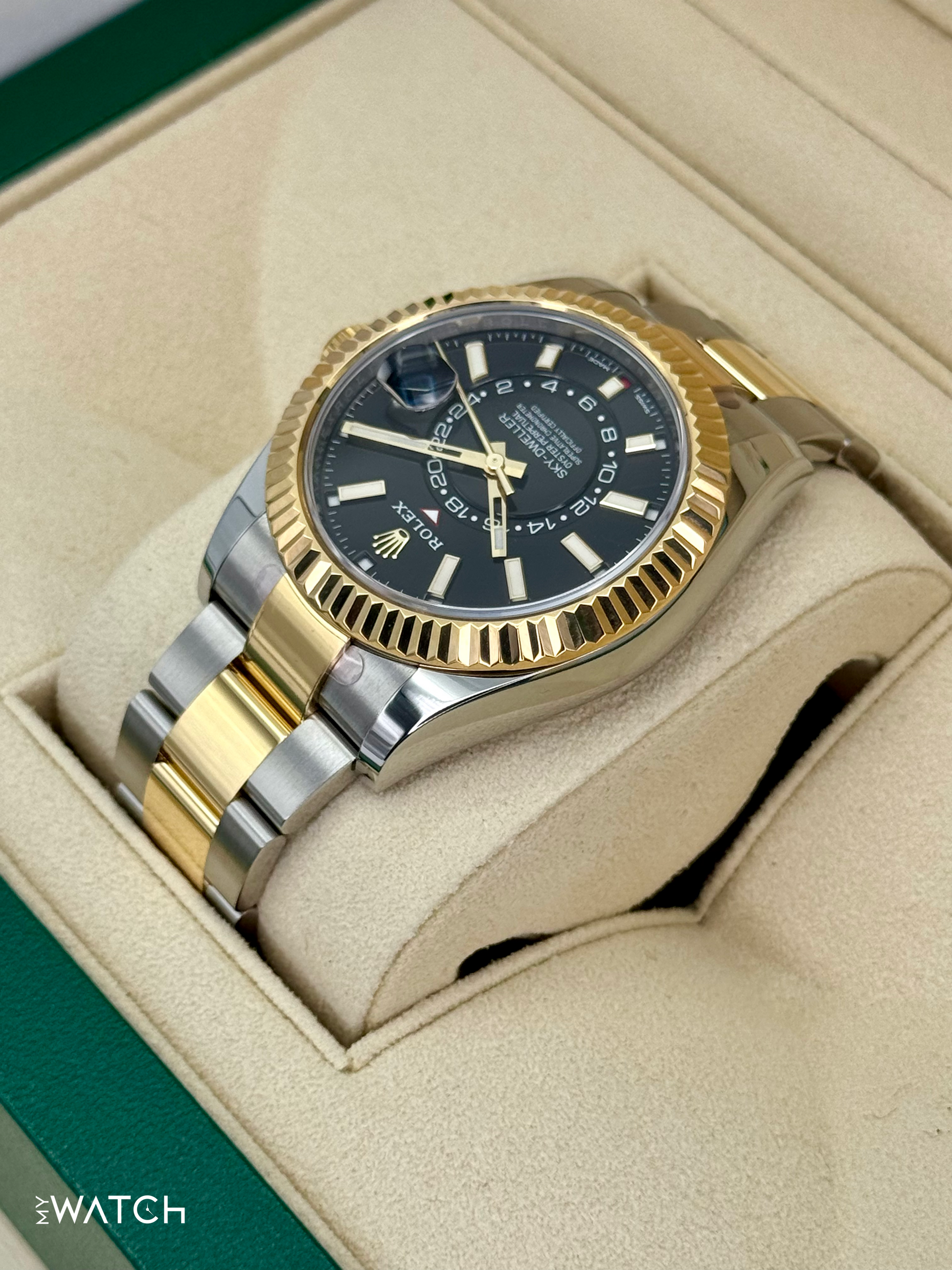 2022 Rolex Sky-Dweller 42mm 326933 Two-Tone Oyster Black Dial - MyWatchLLC