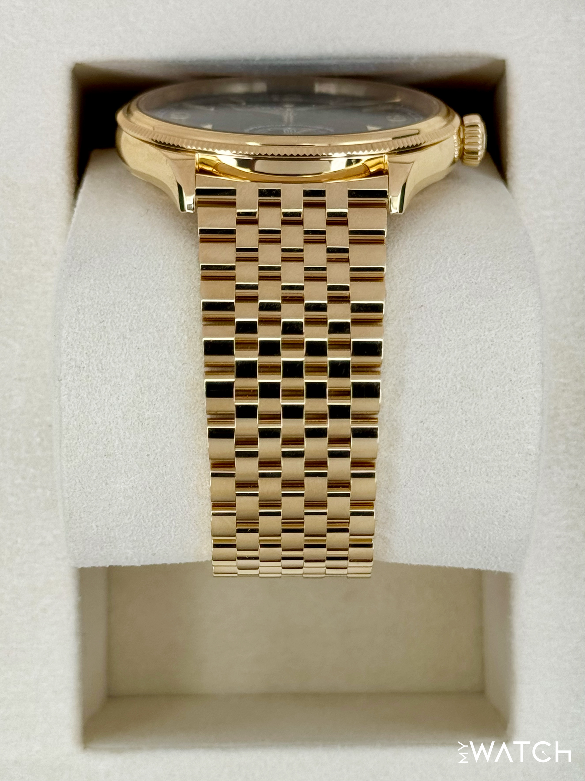 NEW 2025 Rolex 1908 39mm 52508 Yellow Gold Settimo Bracelet Black Dial - MyWatchLLC