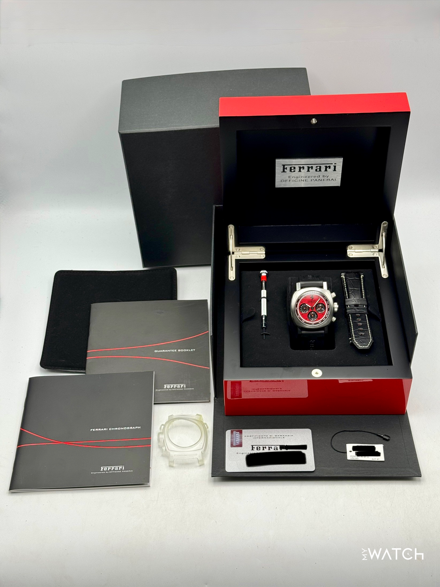 2008 Panerai Ferrari GT Chronograph 45mm F6656 Stainless Steel Red Dial - MyWatchLLC