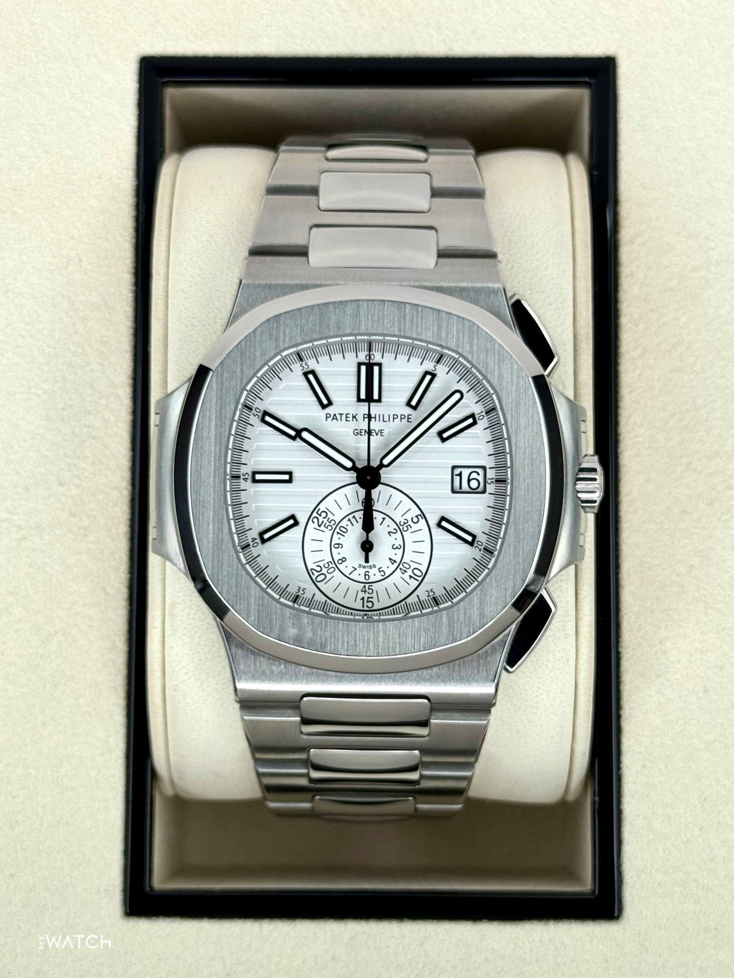 2014 Patek Philippe Nautilus Chrono 40.5mm 5980/1A Stainless Steel White Dial - MyWatchLLC