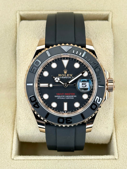 NEW 2023 Rolex Yacht-Master 40mm 126655 Rose Gold Oysterflex Black Dial - MyWatchLLC