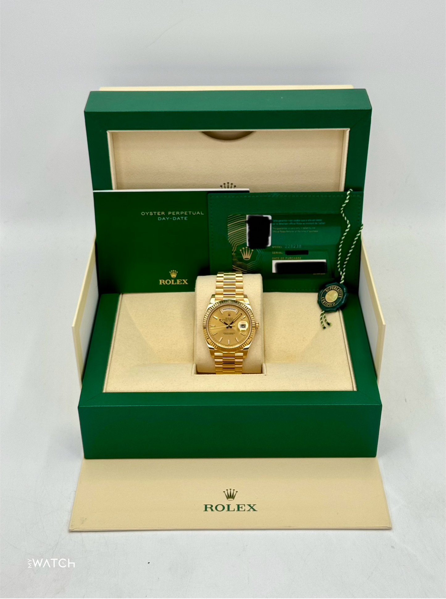 2020 Rolex Day-Date 40mm 228238 Champagne Stick Dial