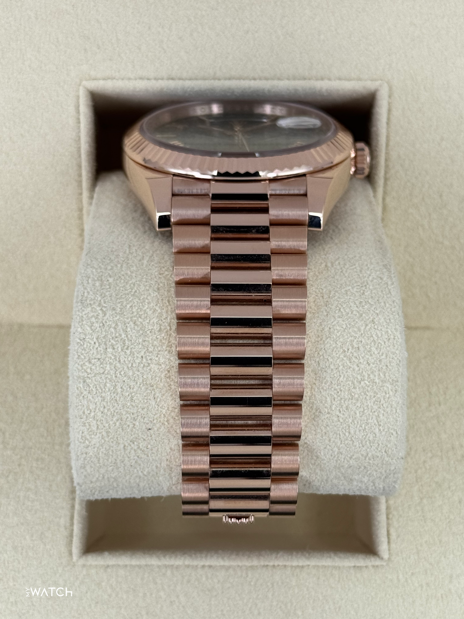 2025 Rolex Day-Date 40mm 228235 Presidential Rose Gold Olive Dial - MyWatchLLC