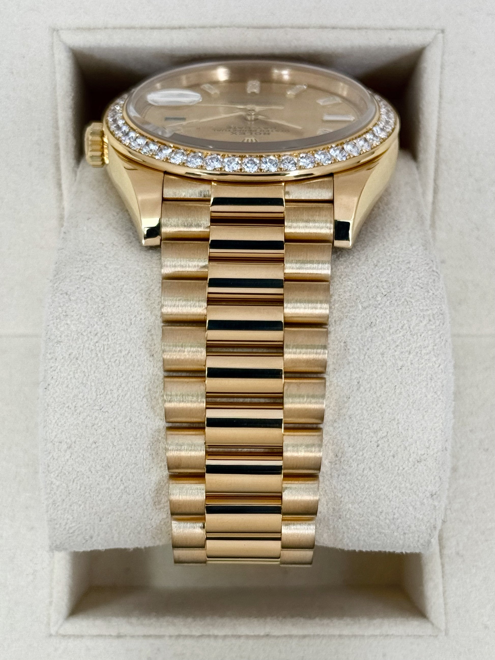 2021 Rolex Day-Date 40mm 228348RBR Presidential Champagne Diamond Dial - MyWatchLLC
