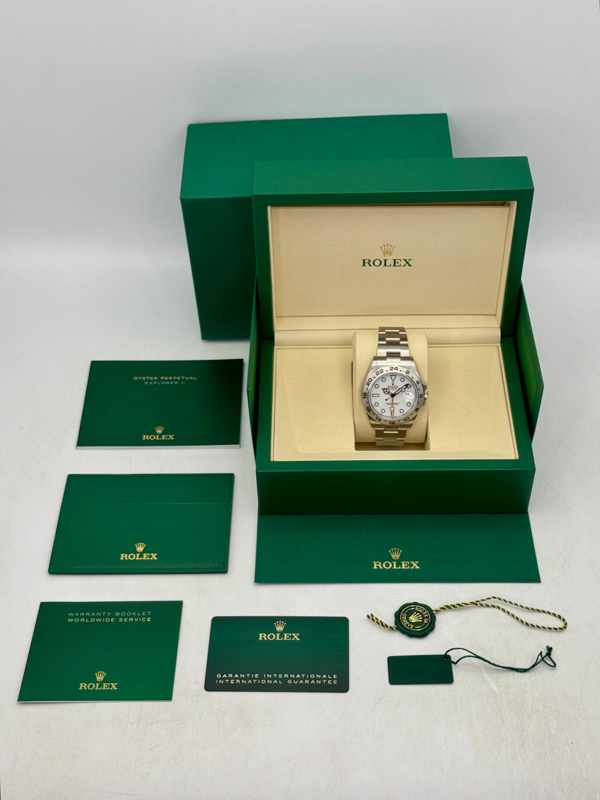 NEW 2026 Rolex Explorer II 42mm 226570 Stainless Steel Polar White Dial (NEW STYLE CARD)