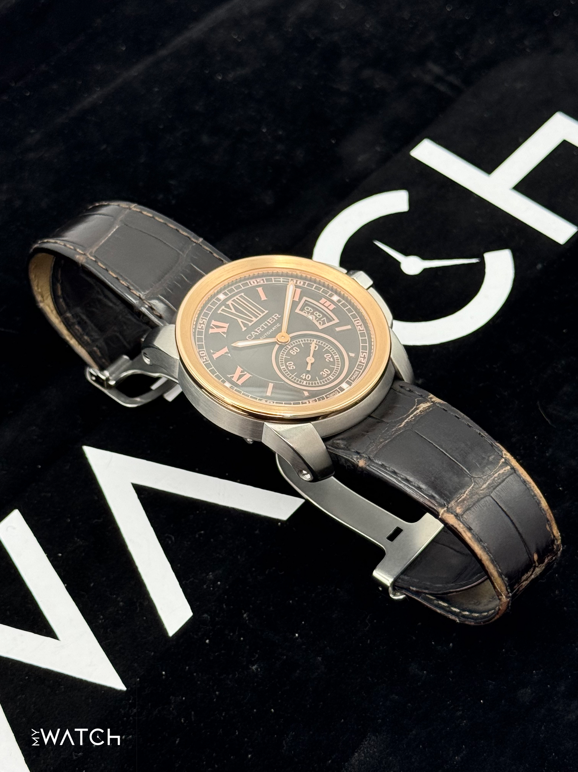 2012 Cartier Calibre De Cartier 42mm W7100051 Two-Tone Brown Dial - MyWatchLLC