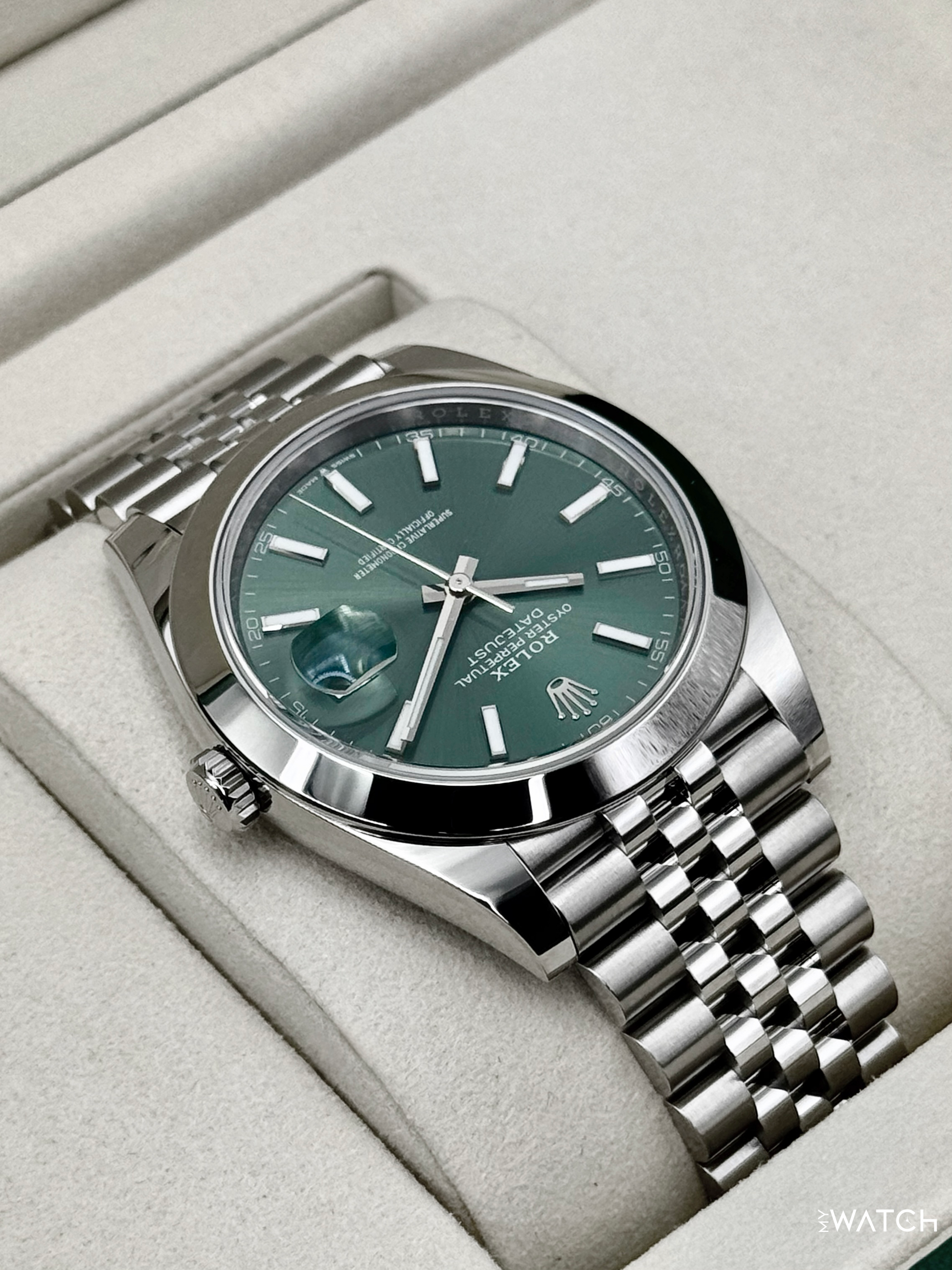 NEW 2026 Rolex Datejust 41mm 126300 Stainless Steel Jubilee Green Dial - MyWatchLLC
