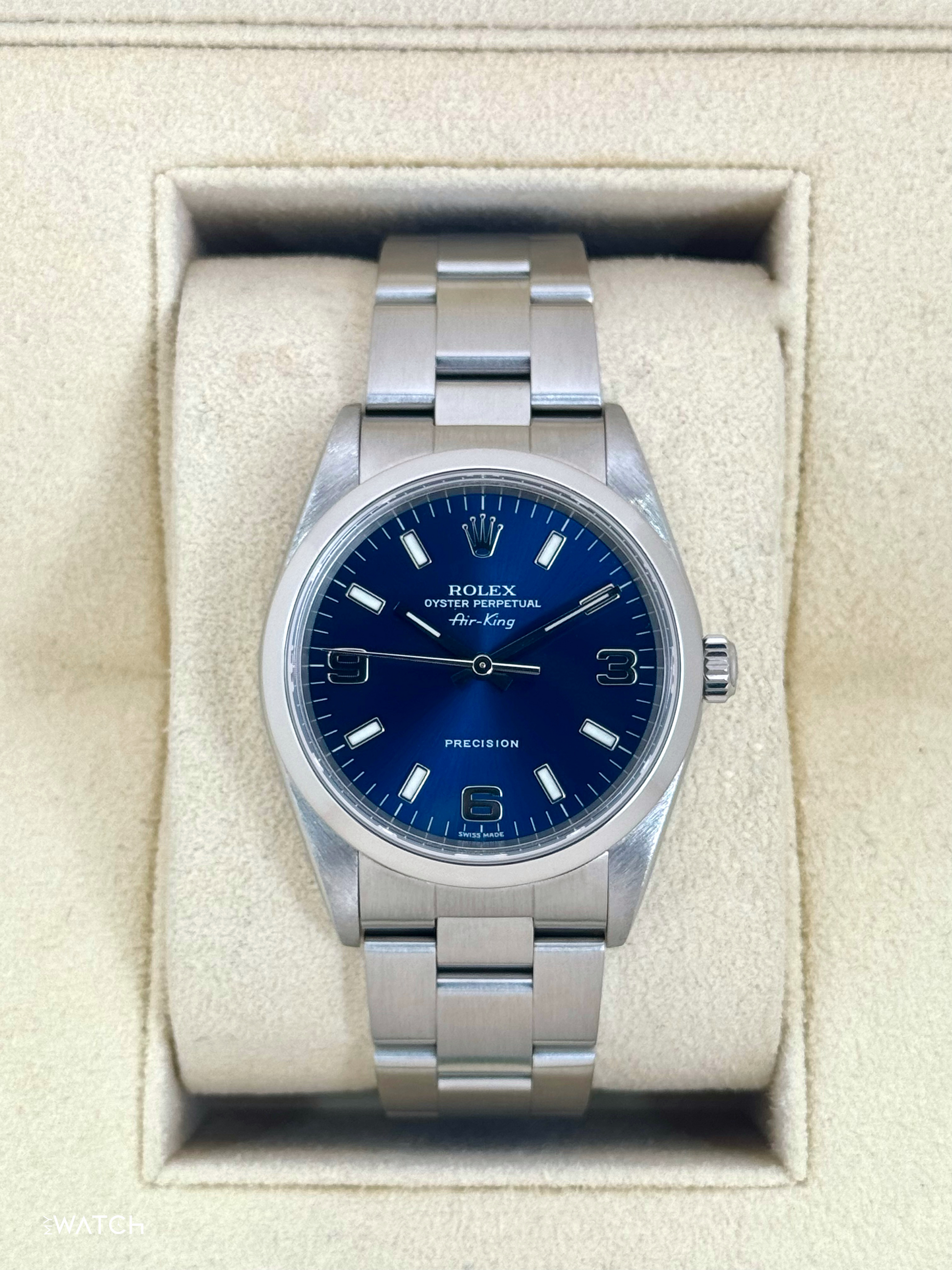 2008 Rolex Air-King 34mm 14000M Stainless Steel Blue Dial - MyWatchLLC