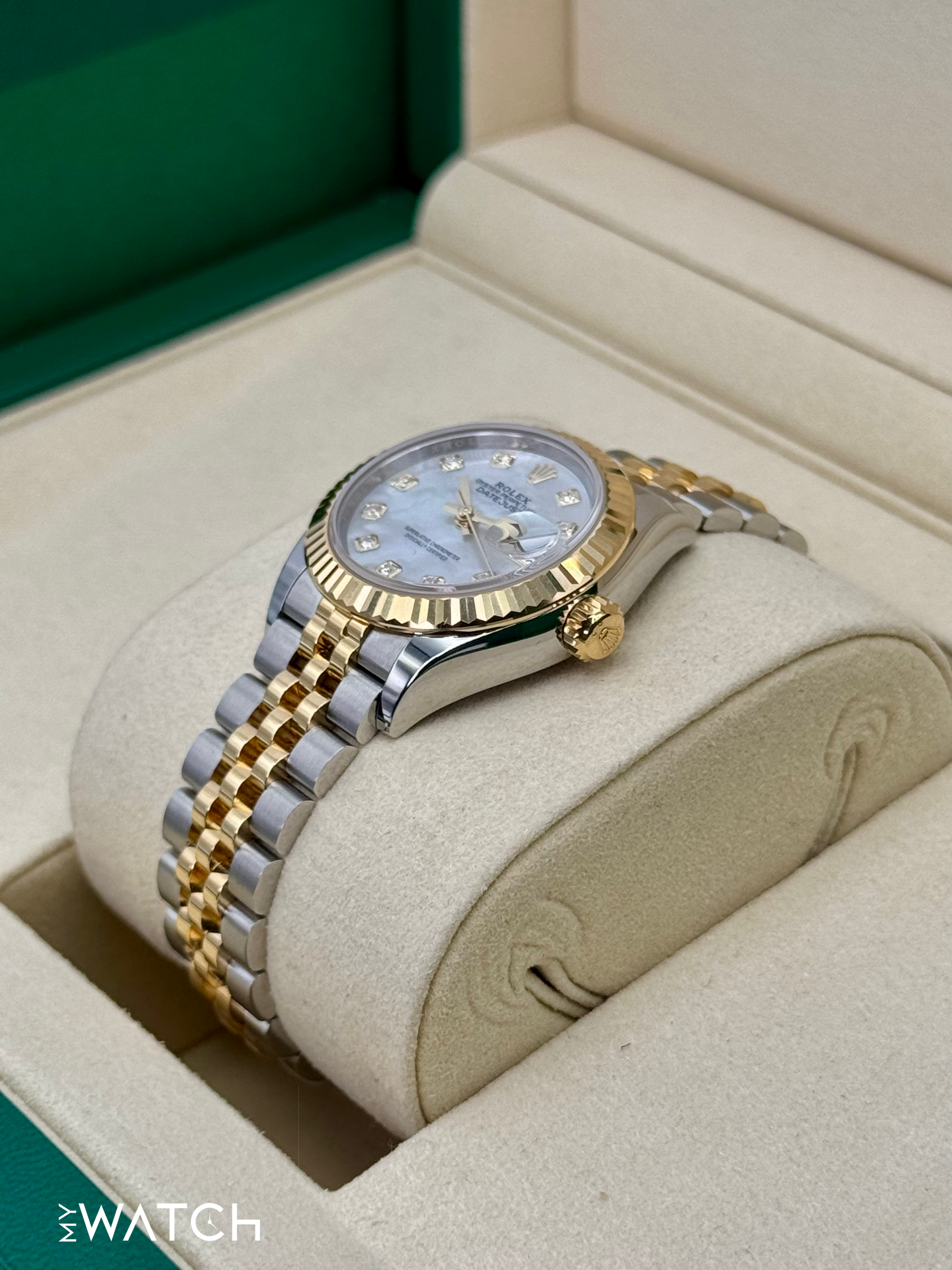 NEW 2025 Rolex Lady Datejust 28mm 279173 Jubilee MOP Diamond Dial - MyWatchLLC