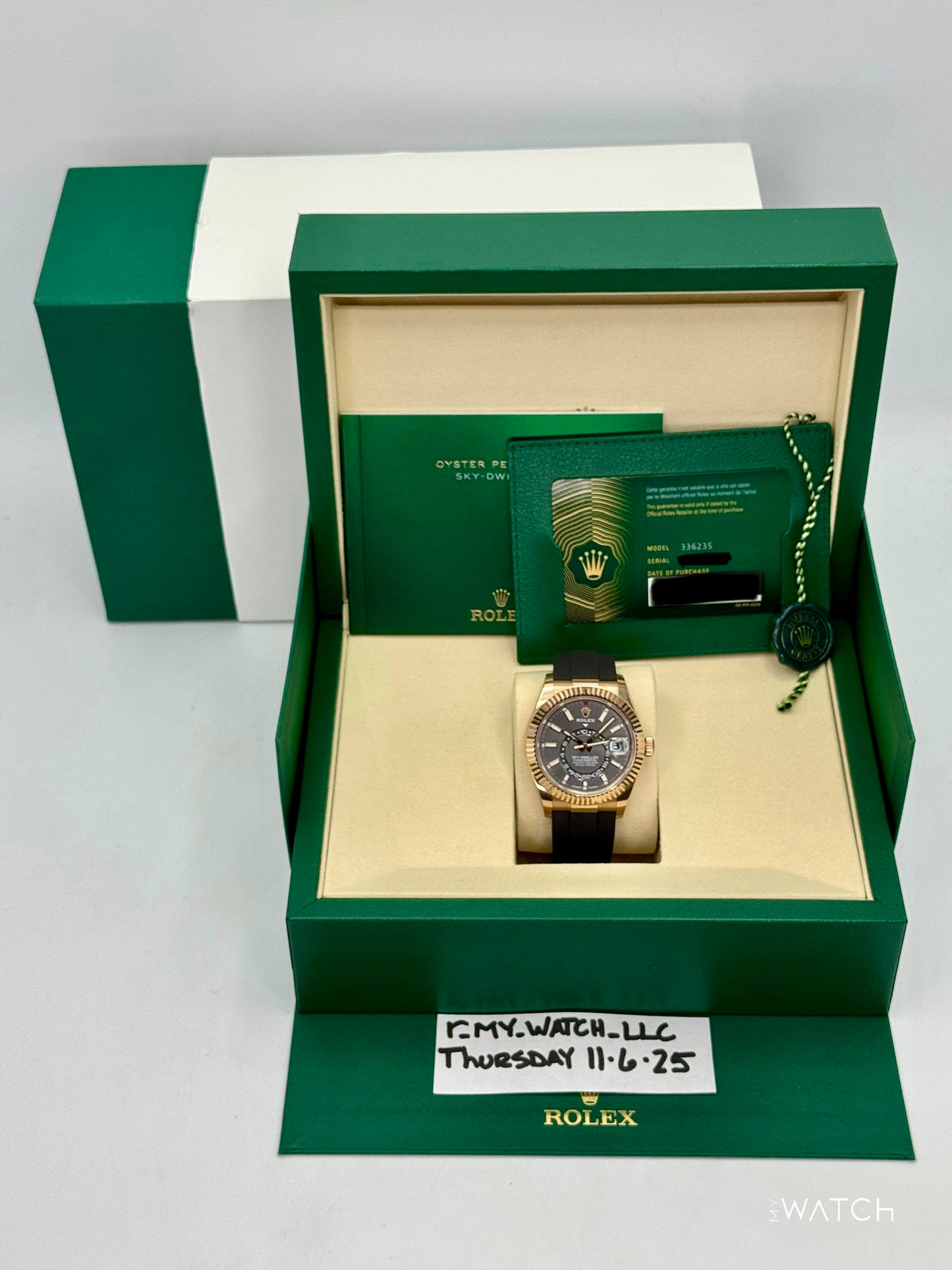 2025 Rolex Sky-Dweller 336235 Rose Gold Oysterflex Rhodium Dial - MyWatchLLC