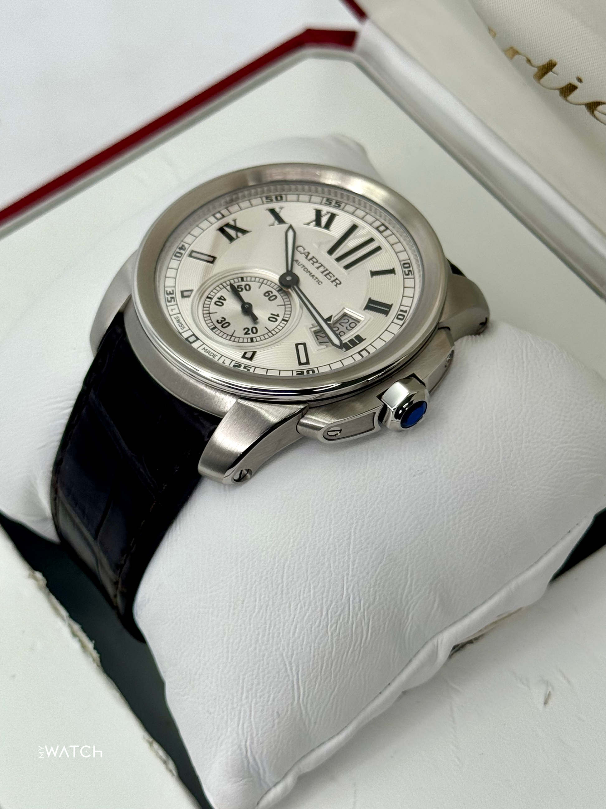 2013 Cartier Calibre De Cartier 42mm W7100037 Stainless Steel Silver Dial - MyWatchLLC
