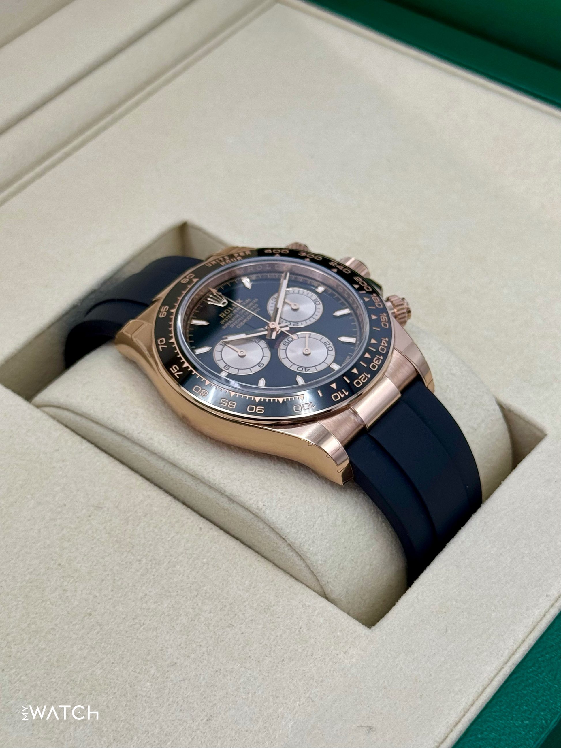 NEW 2025 Rolex Daytona 40mm 126515LN Rose Gold Oysterflex Black Dial (STICKERED) - MyWatchLLC