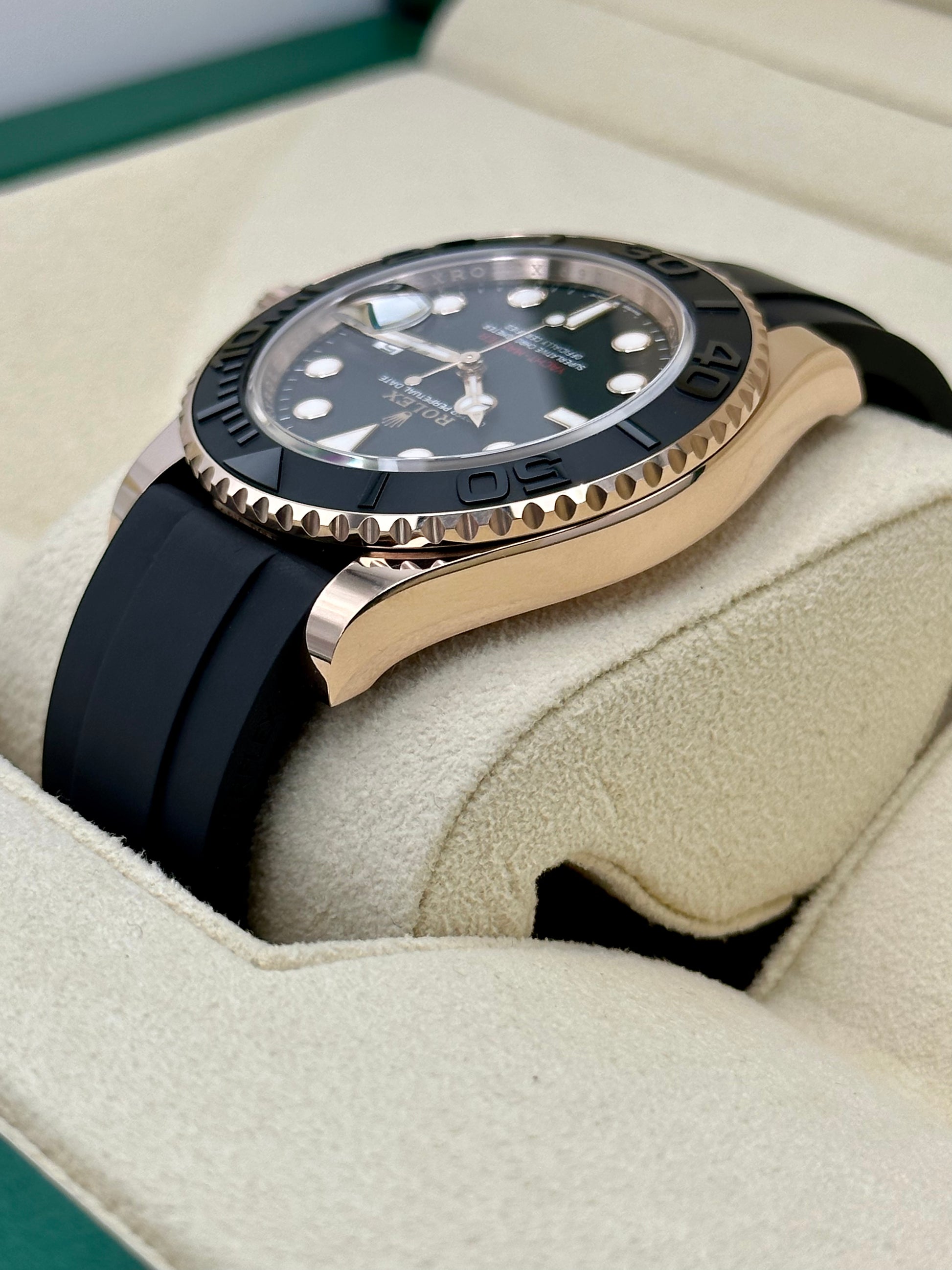NEW 2023 Rolex Yacht-Master 40mm 126655 Rose Gold Oysterflex Black Dial - MyWatchLLC