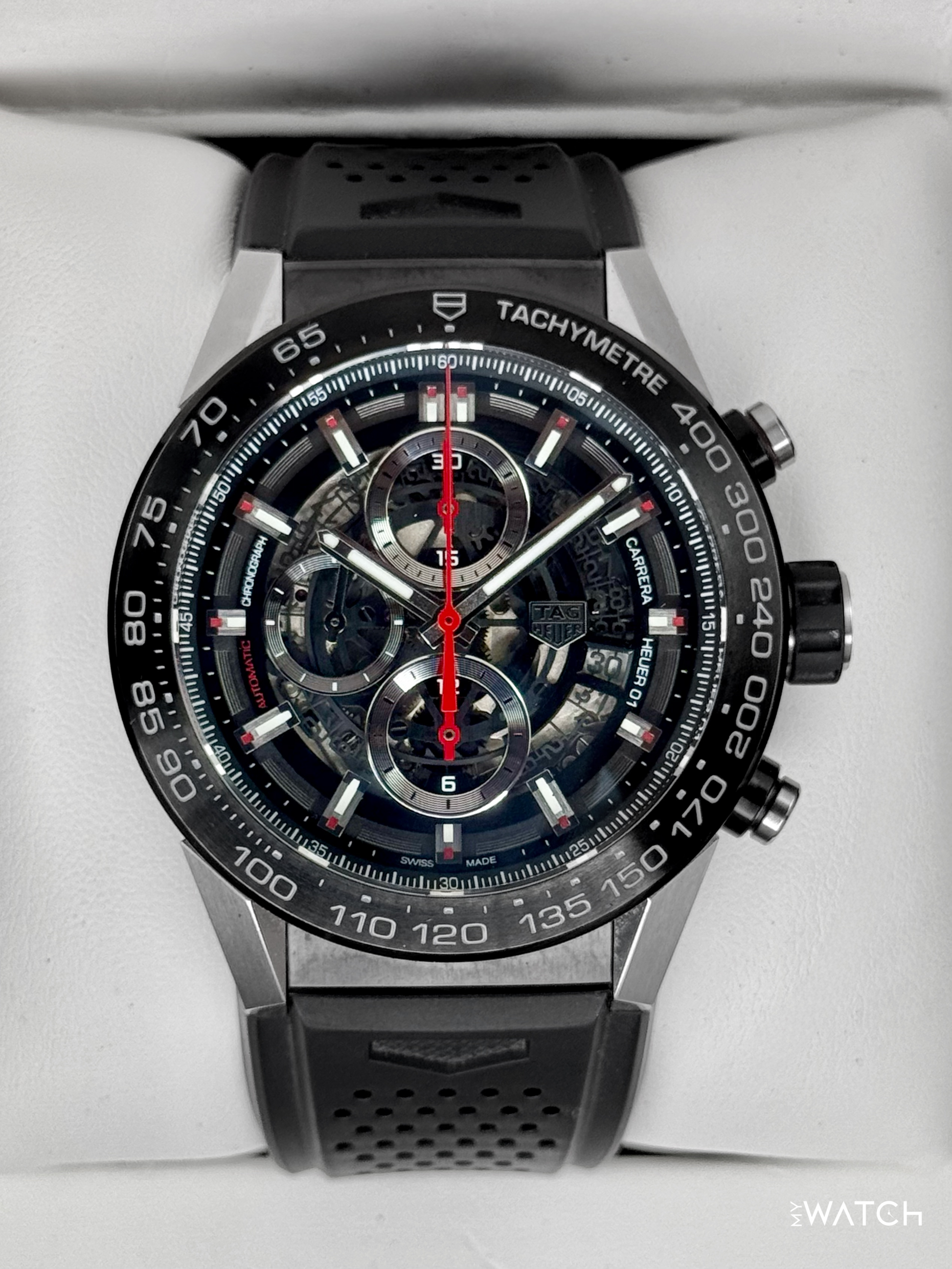TAG Heuer Calibre Heuer 01 Chronograph 45mm CAR2A1Z Skeletonized Dial - MyWatchLLC