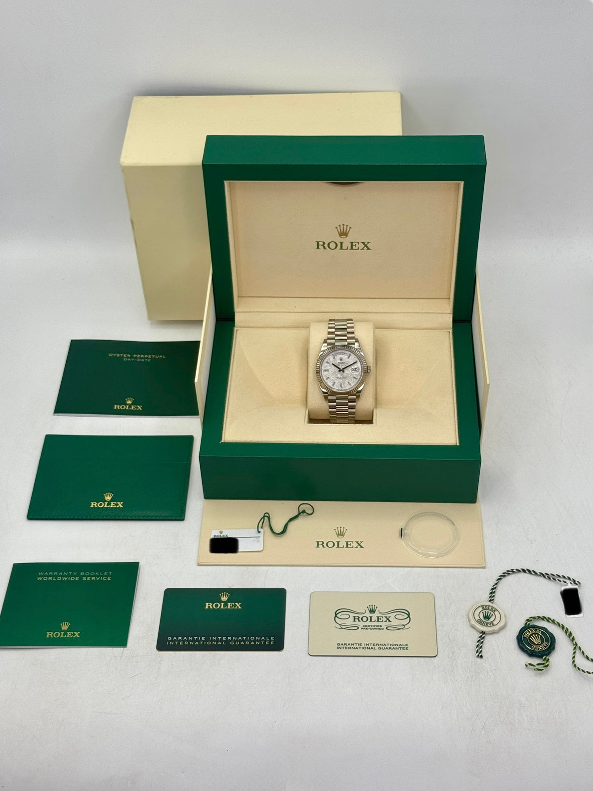 2023 Rolex Day-Date 40mm 228239 Presidential White Gold Meteorite Diamond Dial (CPO)