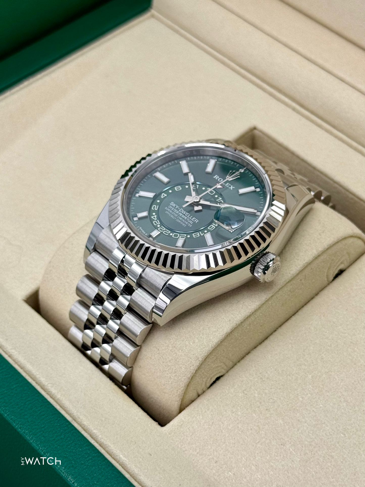 NEW 2025 Rolex Sky-Dweller 42mm 336934 Jubilee Green Dial - MyWatchLLC