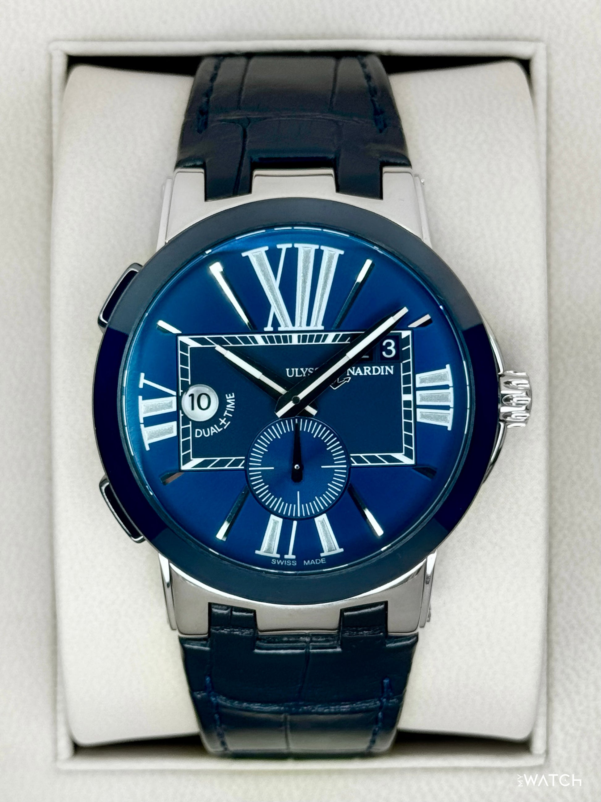 2013 Ulysse Nardin Executive Dual Time 43mm 243-00 Stainless Steel Blue Dial - MyWatchLLC