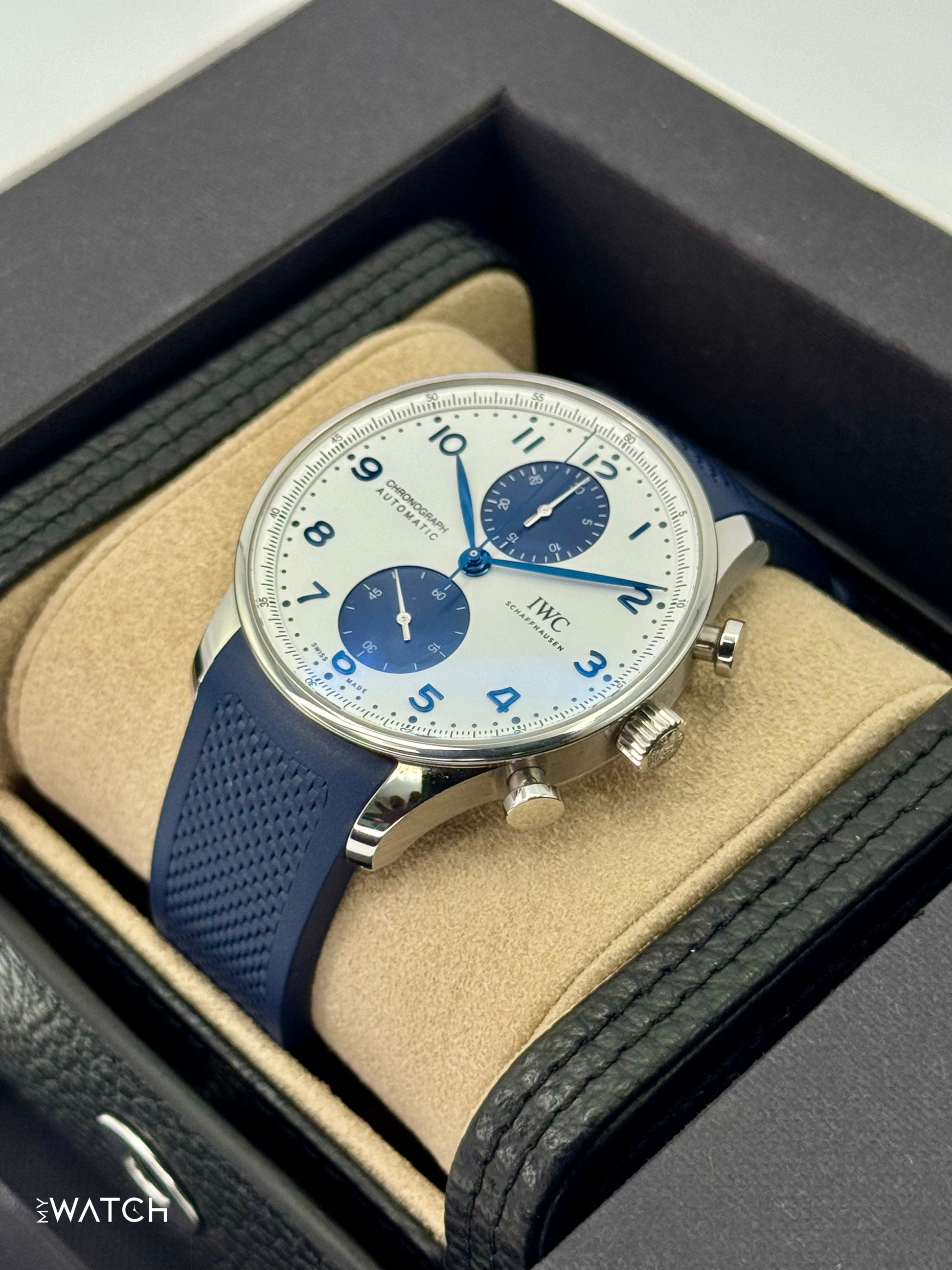 2023 IWC Portuguese Chronograph 41mm IW371620 Stainless Steel White Dial - MyWatchLLC