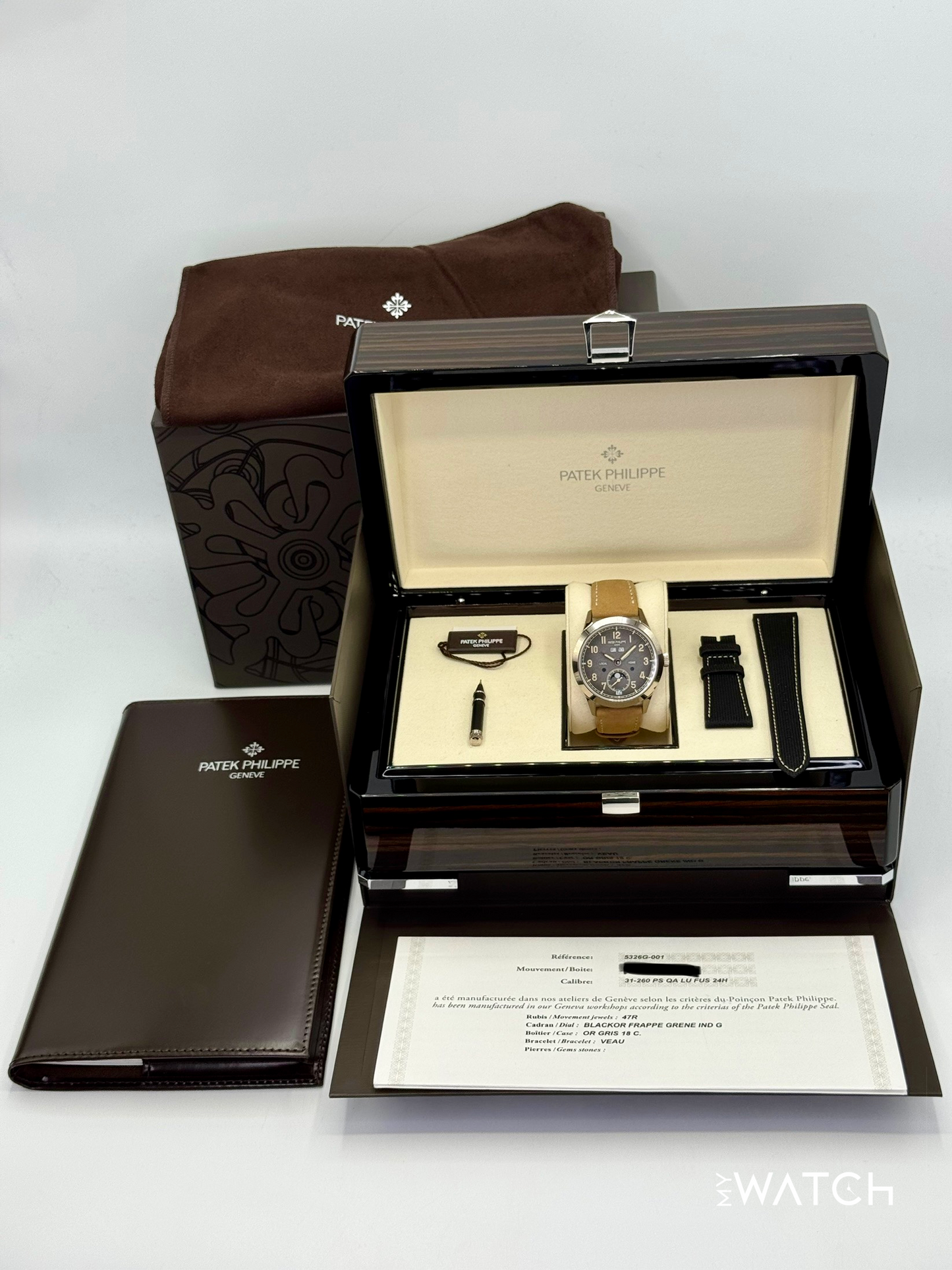 NEW 2025 Patek Philippe 42mm 5326G Annual Calendar Travel Time Compliations - MyWatchLLC
