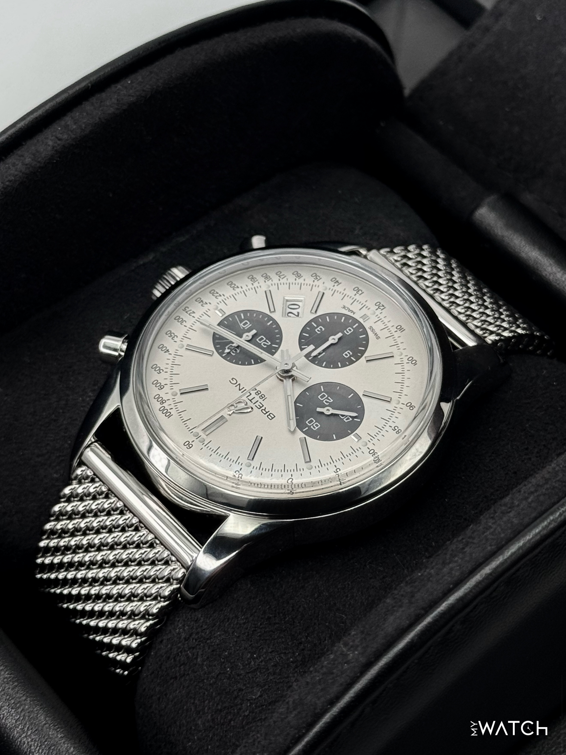 2013 Breitling Transocean Chronograph 43mm AB015212 Stainless Steel Silver Dial - MyWatchLLC