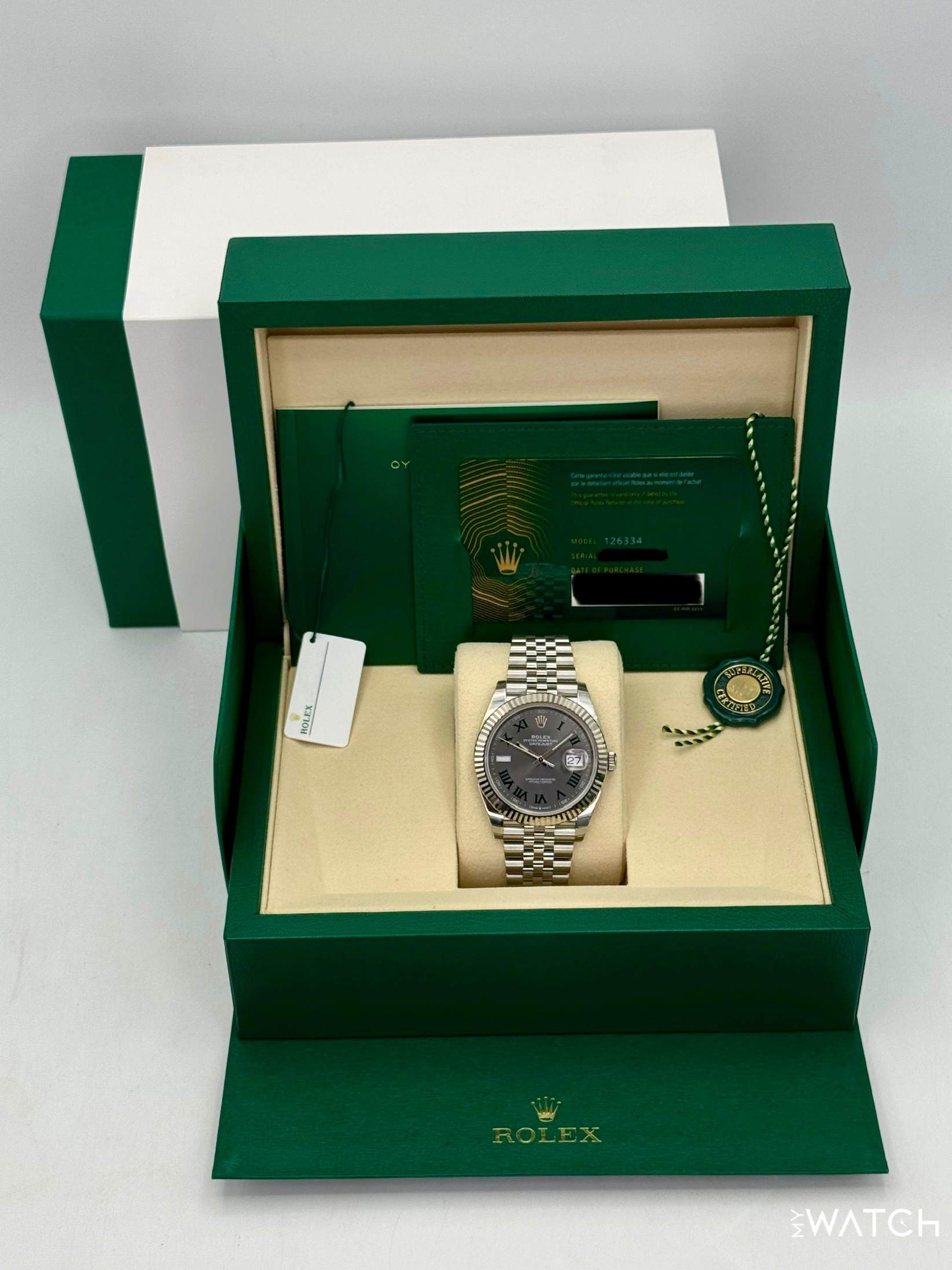 NEW 2026 Rolex Datejust 41mm 126334 Jubilee Wimbledon Dial (STICKERED) - MyWatchLLC