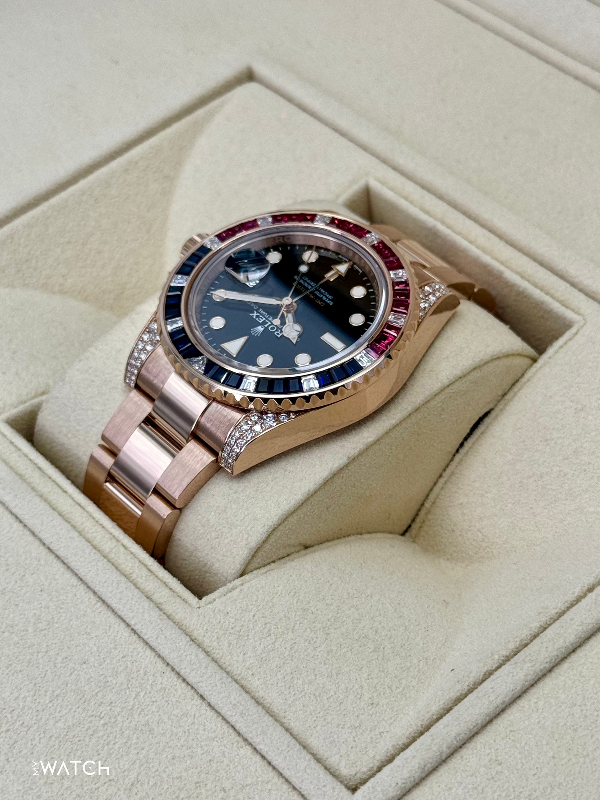 2021 Rolex GMT-Master II 40mm 126755SARU Rose Gold Sapphire and Ruby - MyWatchLLC
