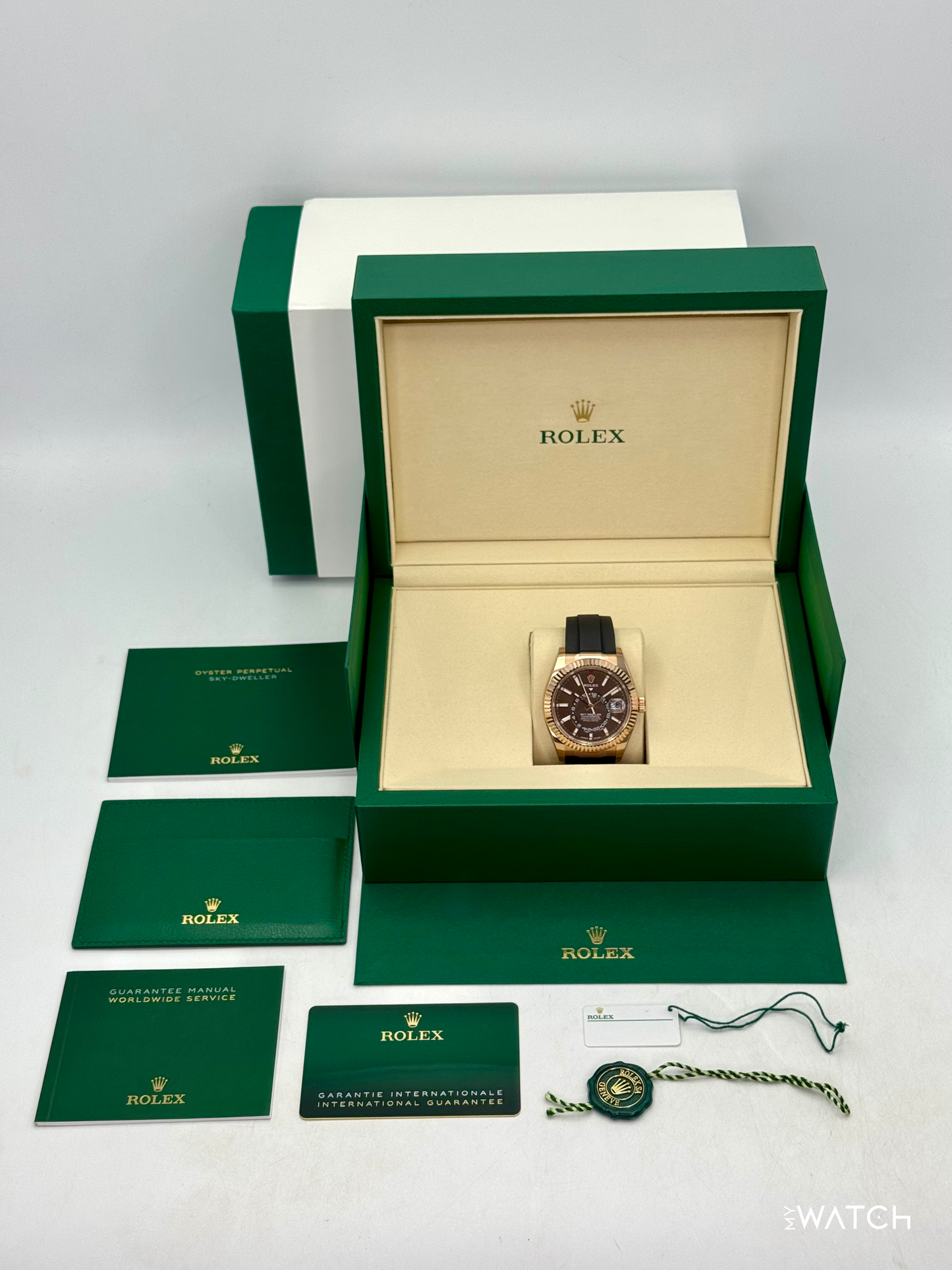 NEW 2026 Rolex Sky-Dweller 42mm 336235 Rose Gold Oysterflex Chocolate Dial (STICKERED) - MyWatchLLC