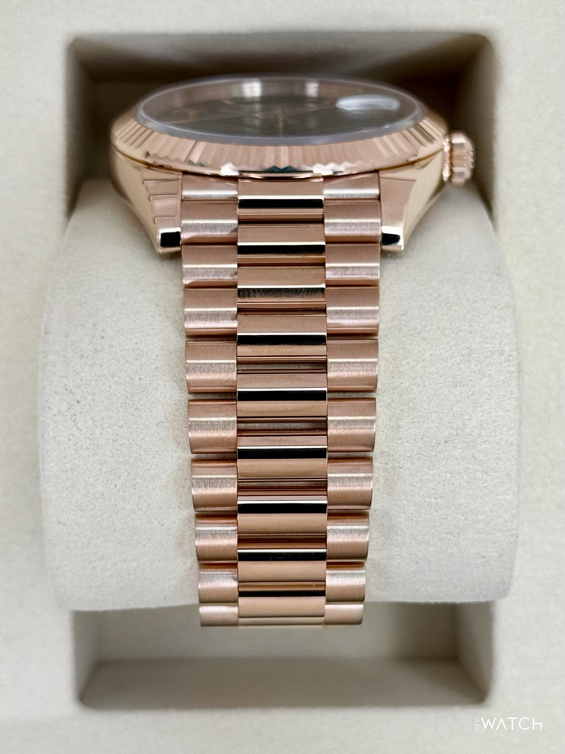 NEW 2025 Rolex Day-Date 40mm 228235 Presidential Rose Gold Olive Green Dial (STICKERED) - MyWatchLLC