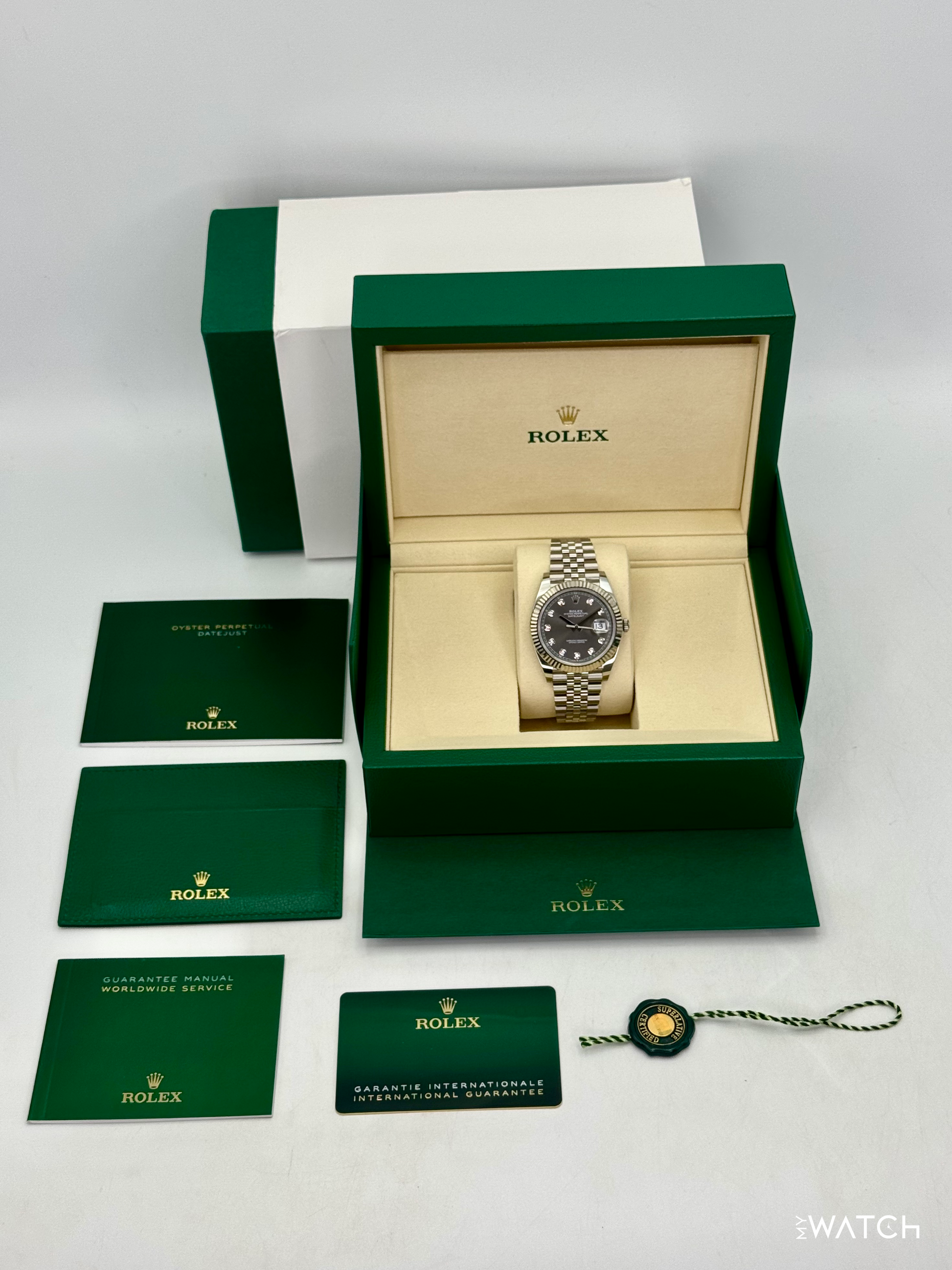 2025 Rolex Datejust 41mm 126334 Stainless Steel Jubilee Rhodium Diamond Dial - MyWatchLLC