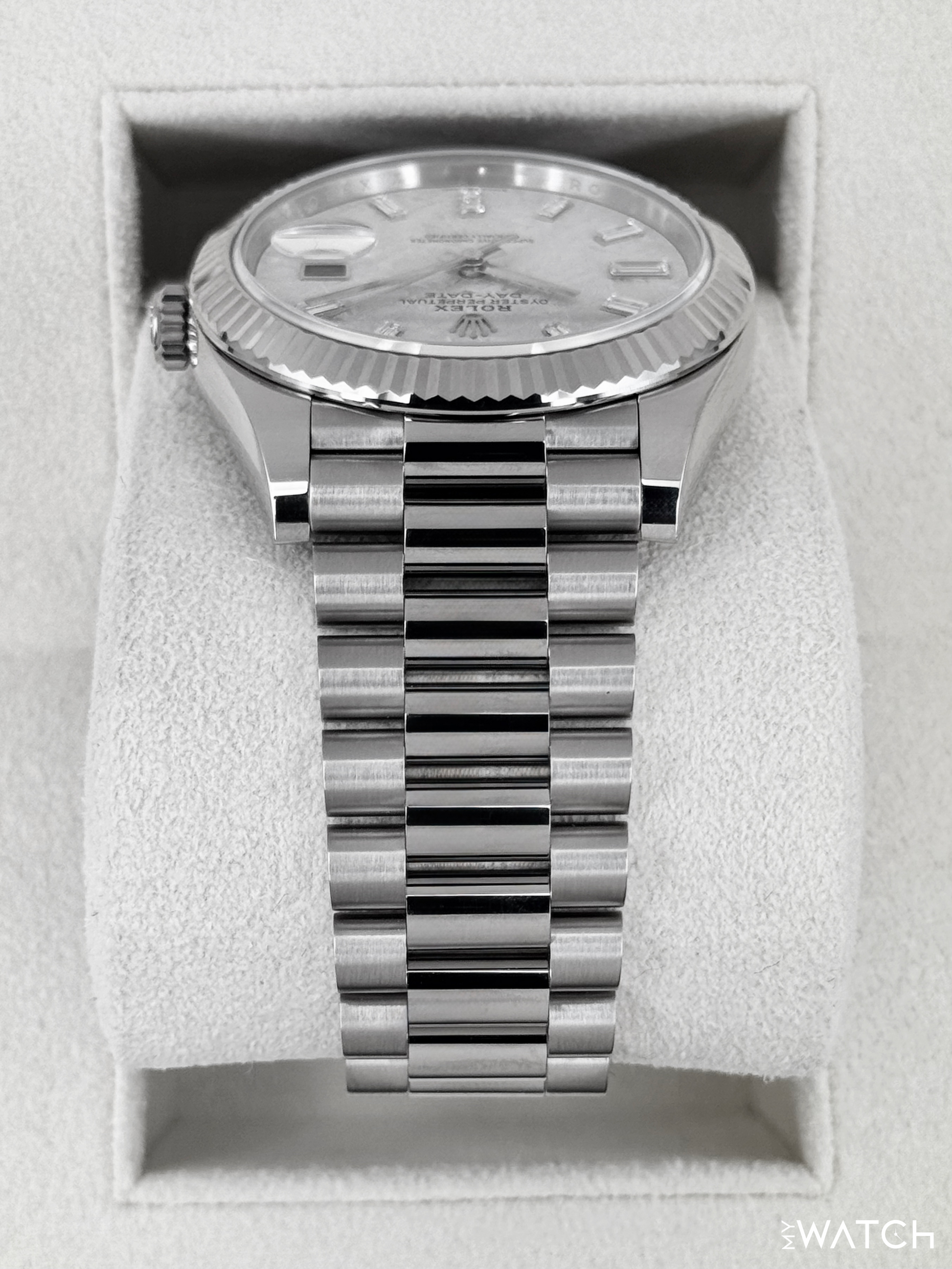 2025 Rolex Day-Date 40mm 228239 Presidential White Gold Meteorite Diamond Dial - MyWatchLLC