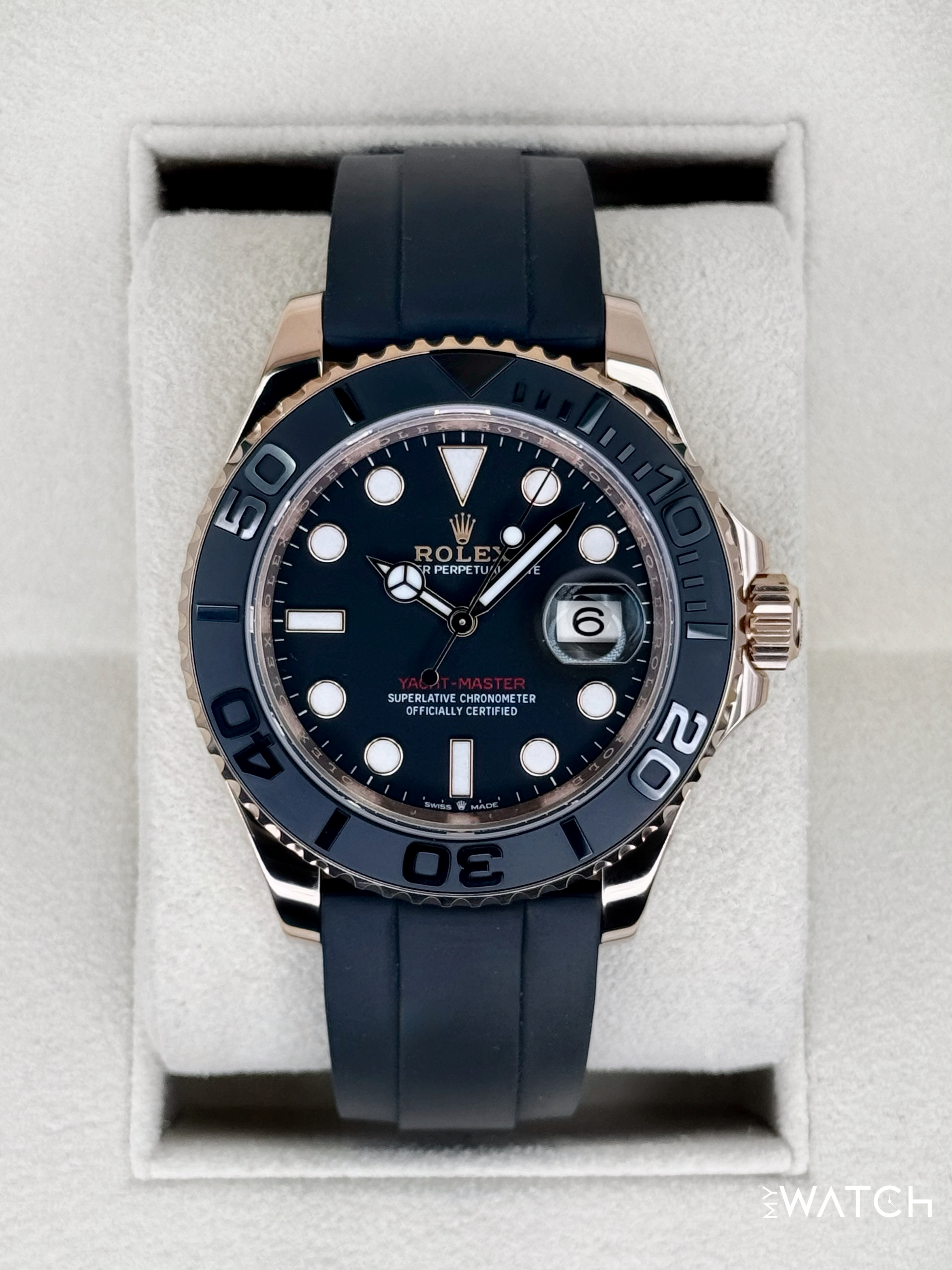 2023 Rolex Yacht-Master 40mm 126655 Rose Gold Oysterflex Black Dial - MyWatchLLC