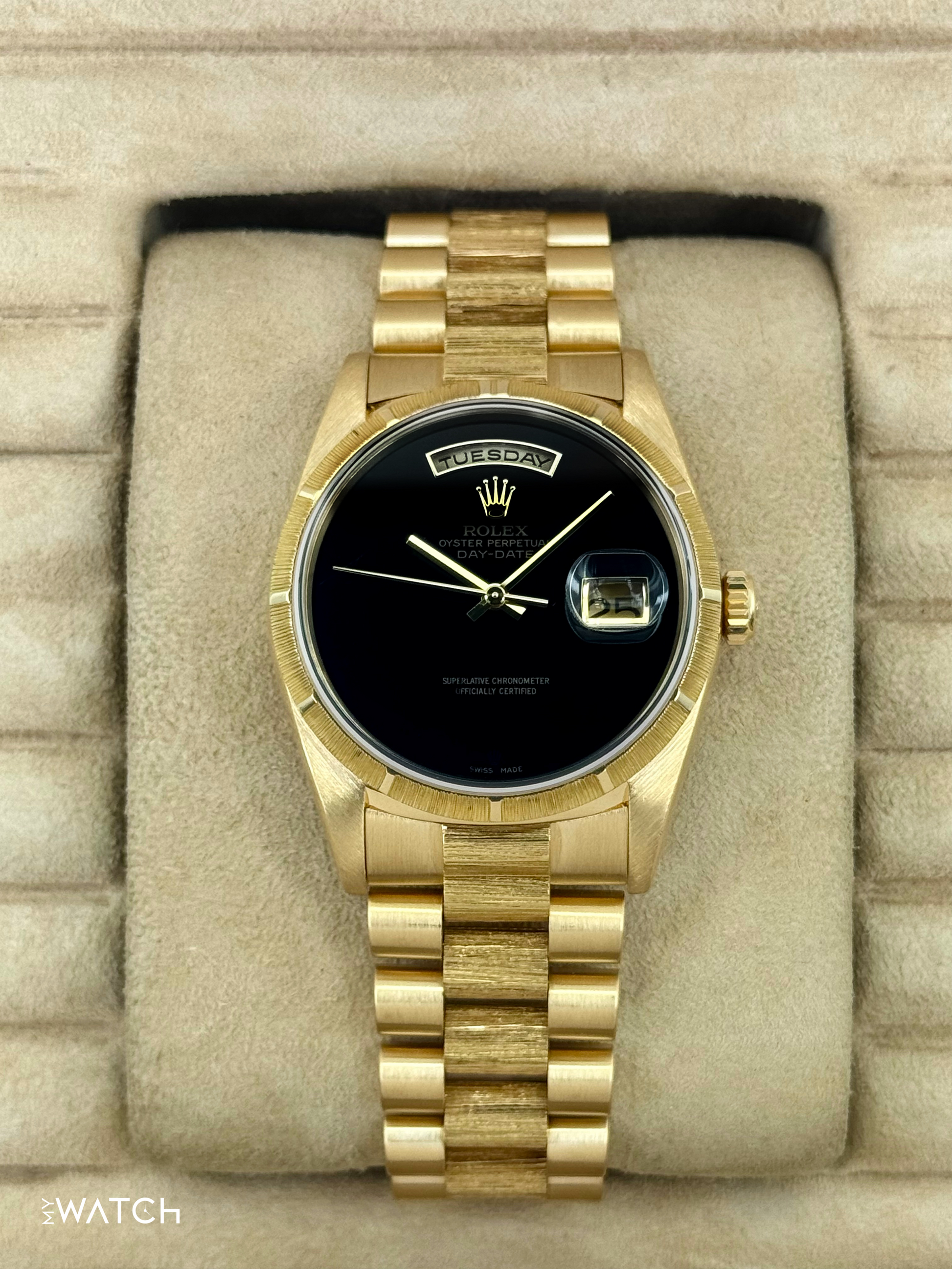 1998 Rolex Day-Date 36mm 18248 Presidential Black Onyx Dial (FRESH ROLEX SERVICE) - MyWatchLLC