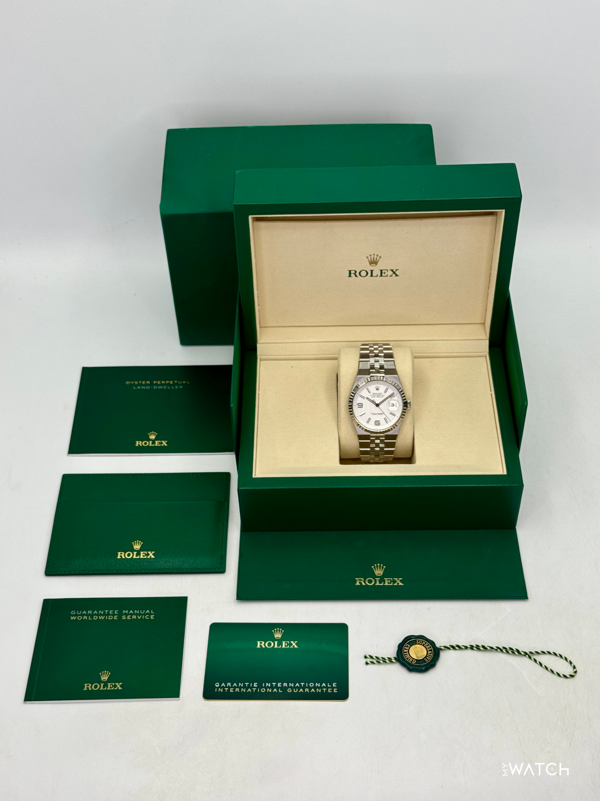 2025 Rolex Land-Dweller 40mm 127334 Stainless Steel Jubilee White Dial - MyWatchLLC