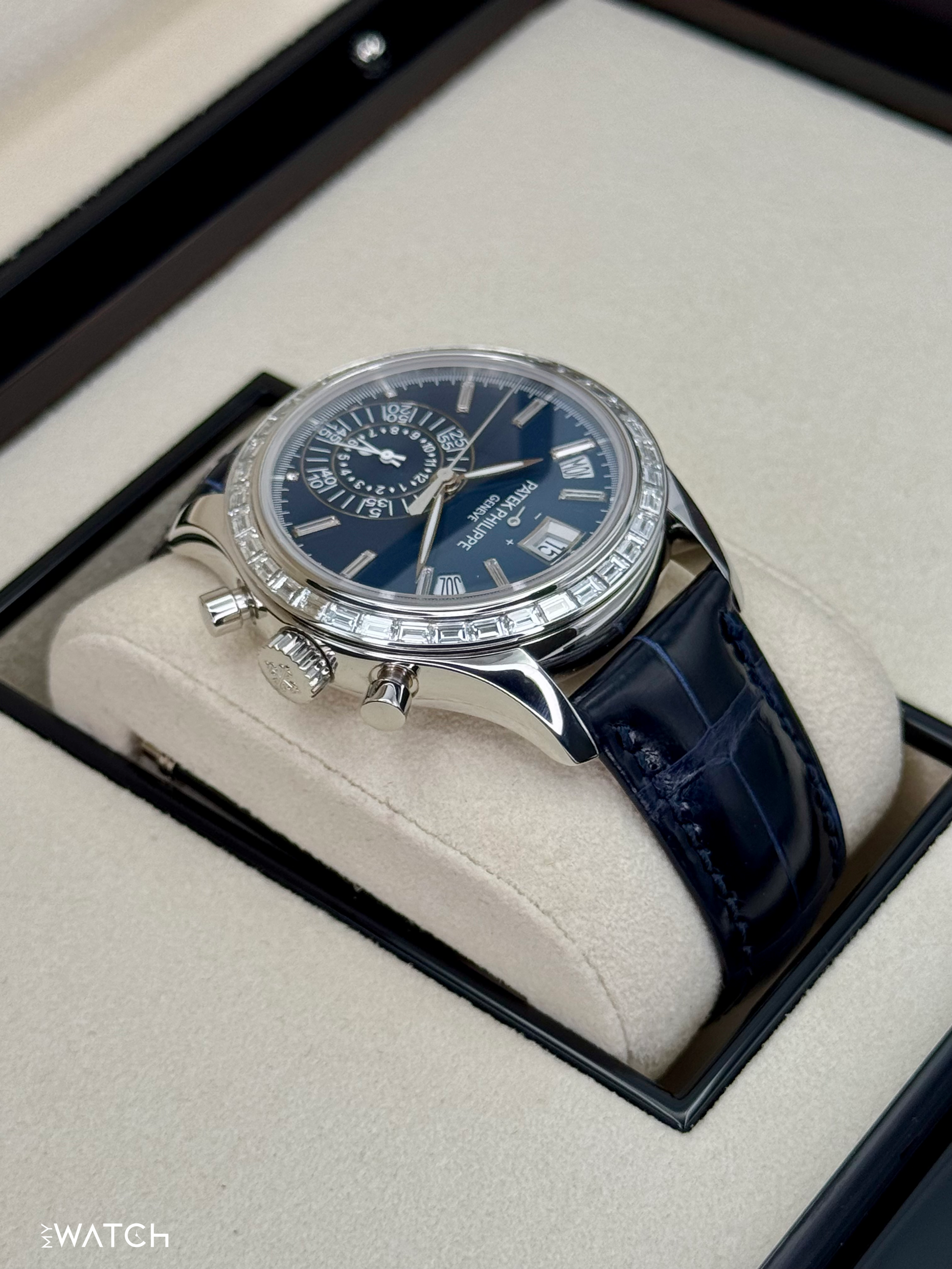 2023 Patek Philippe Annual Calendar Chronograph 40.5mm 5961P Platinum Blue Dial - MyWatchLLC