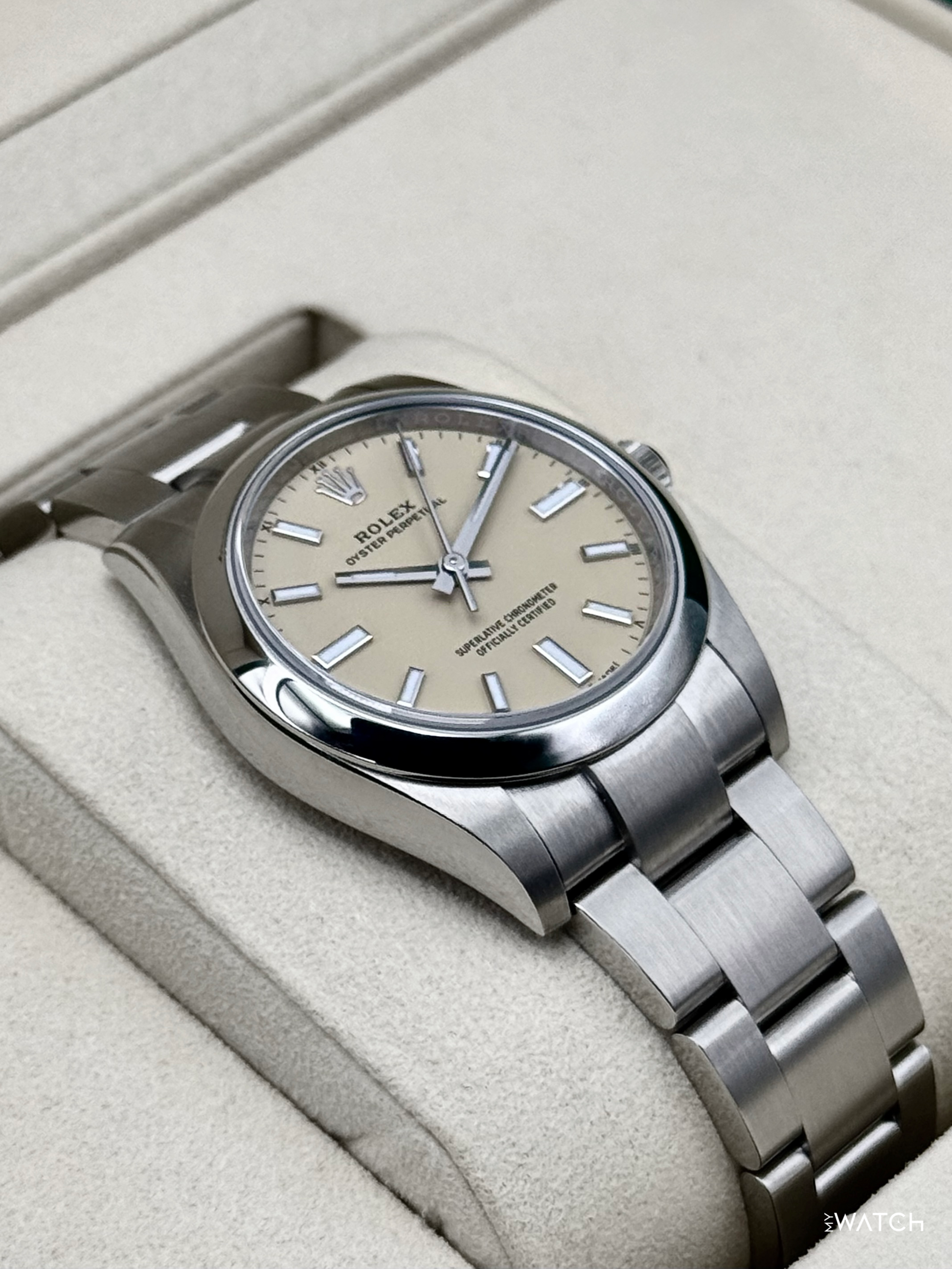 NEW 2026 Rolex Oyster Perpetual 34mm 124200 Stainless Steel Beige Dial - MyWatchLLC