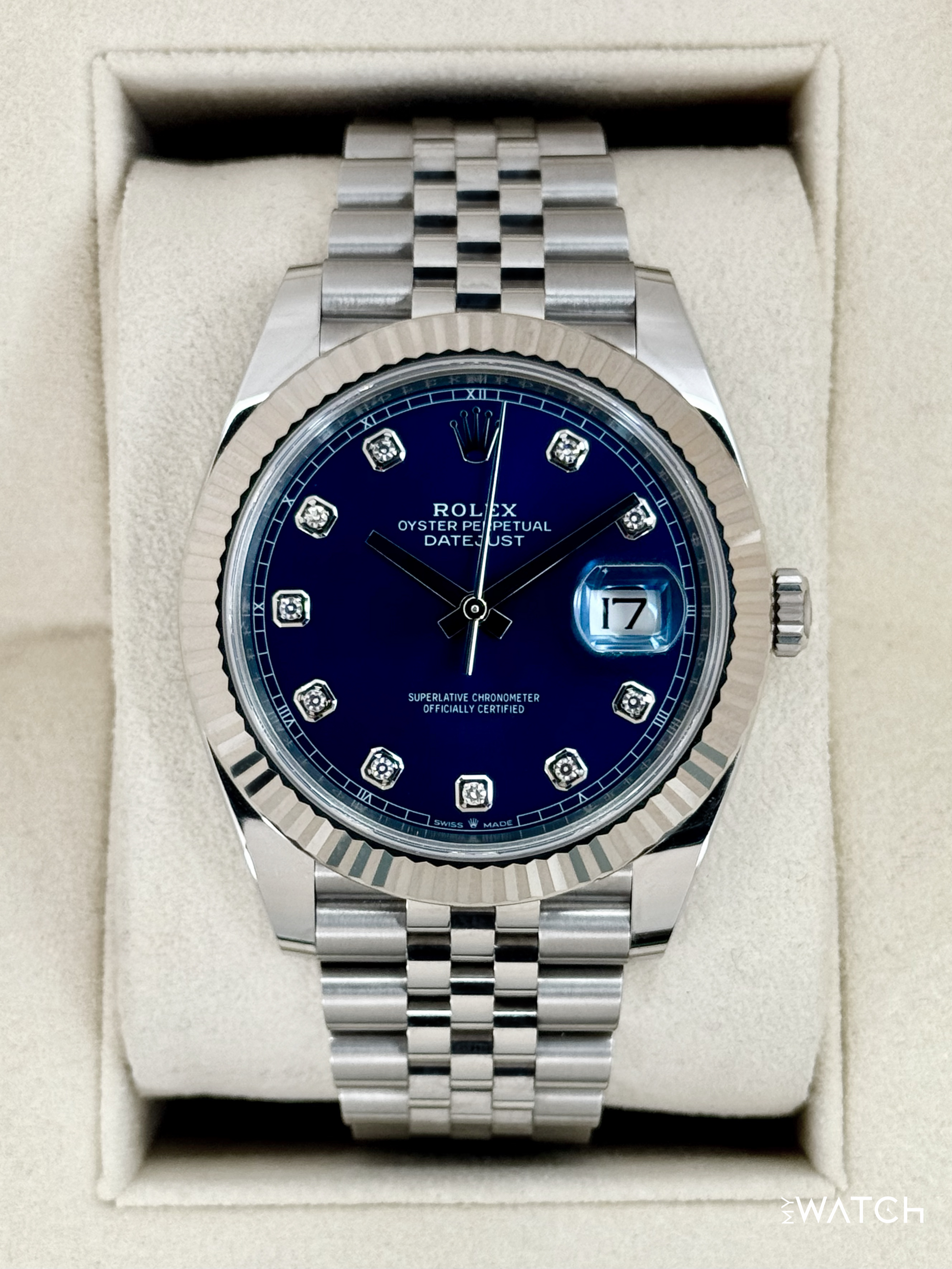 2020 Rolex Datejust 41mm 126334 Stainless Steel Jubilee Blue Diamond Dial - MyWatchLLC