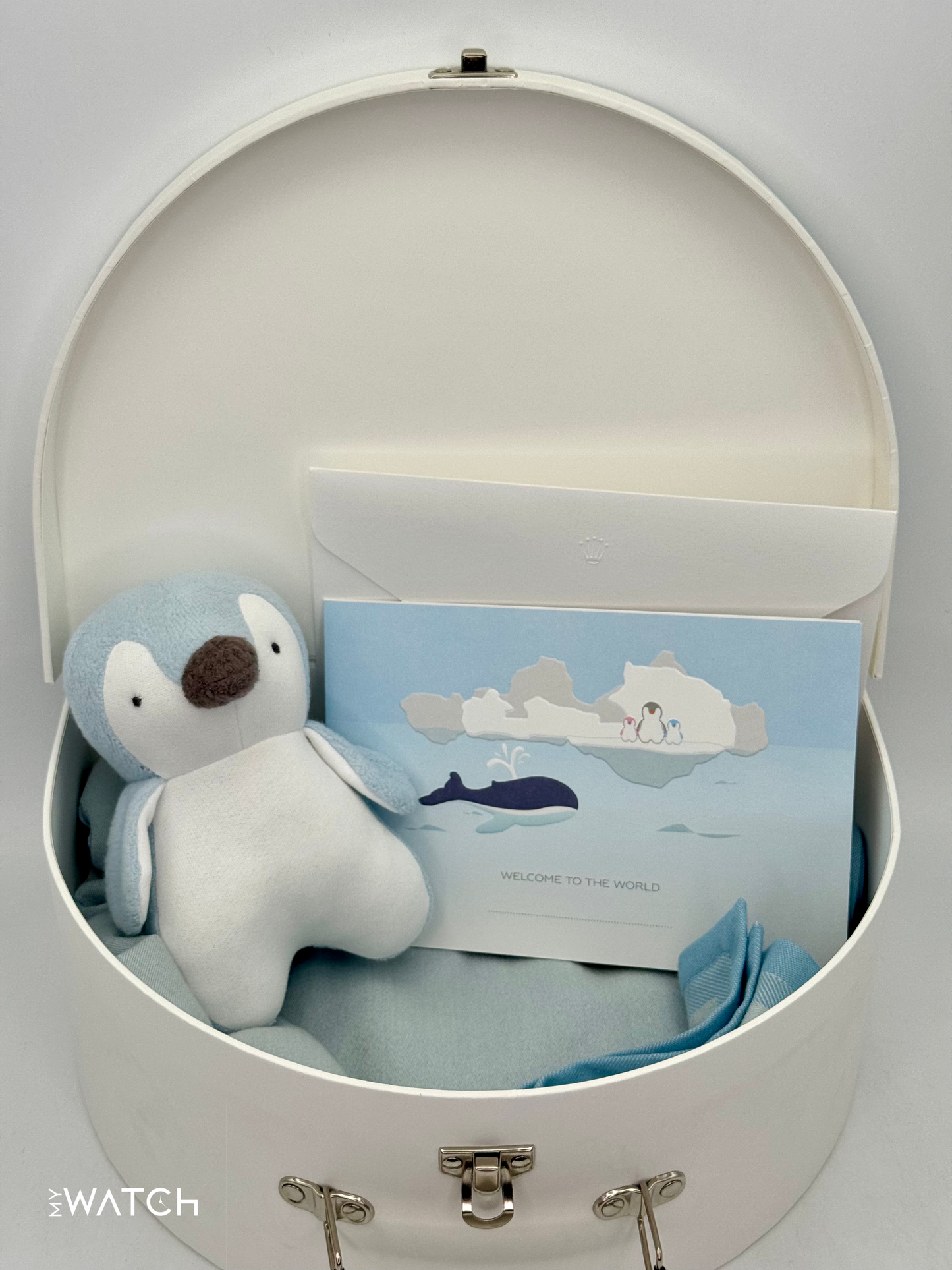NEW Rolex Plush Penguin Toy and Blanket Set - Blue