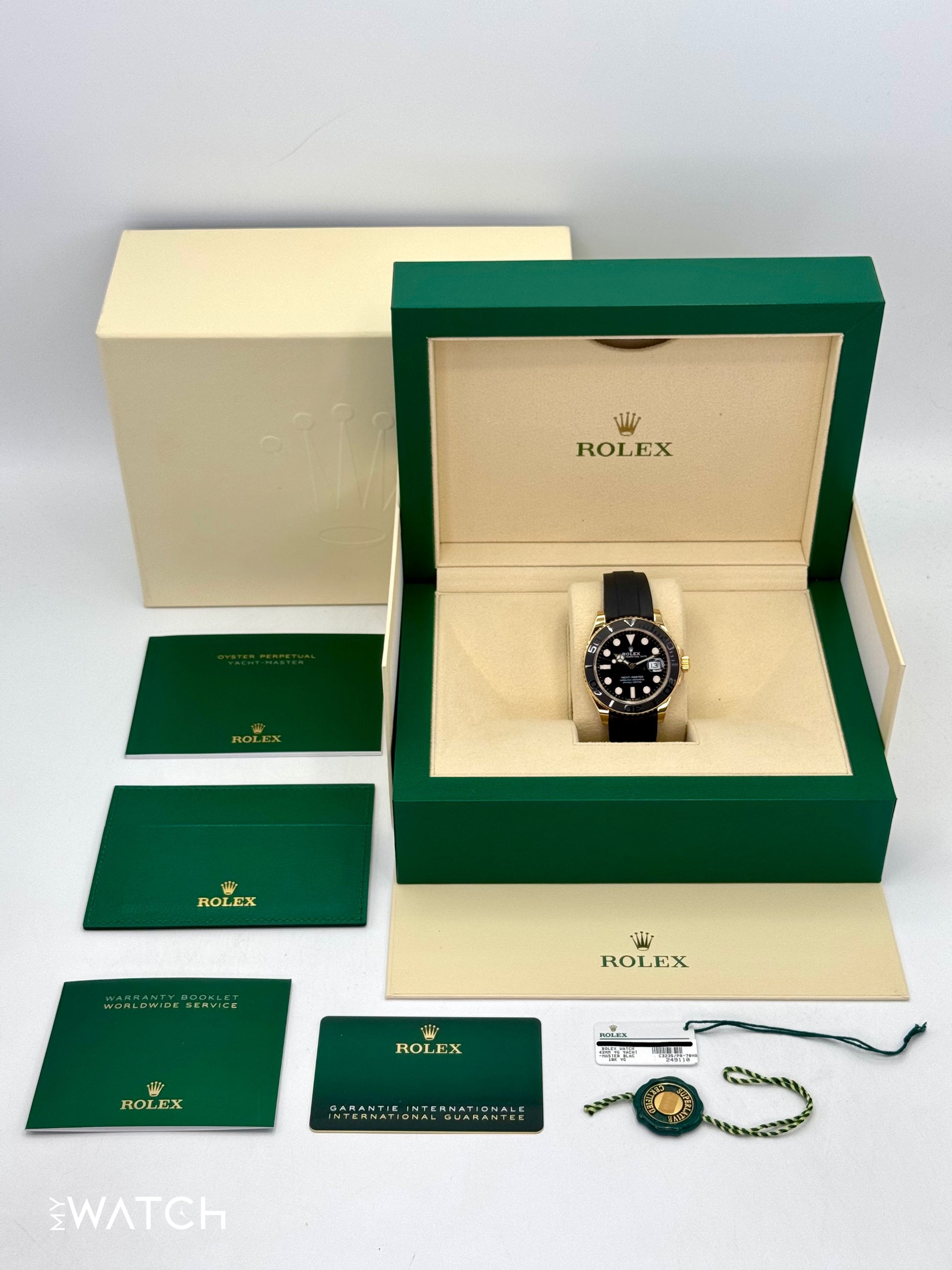 2024 Rolex Yacht-Master 42mm 226658 Gold Oysterflex Black Dial - MyWatchLLC