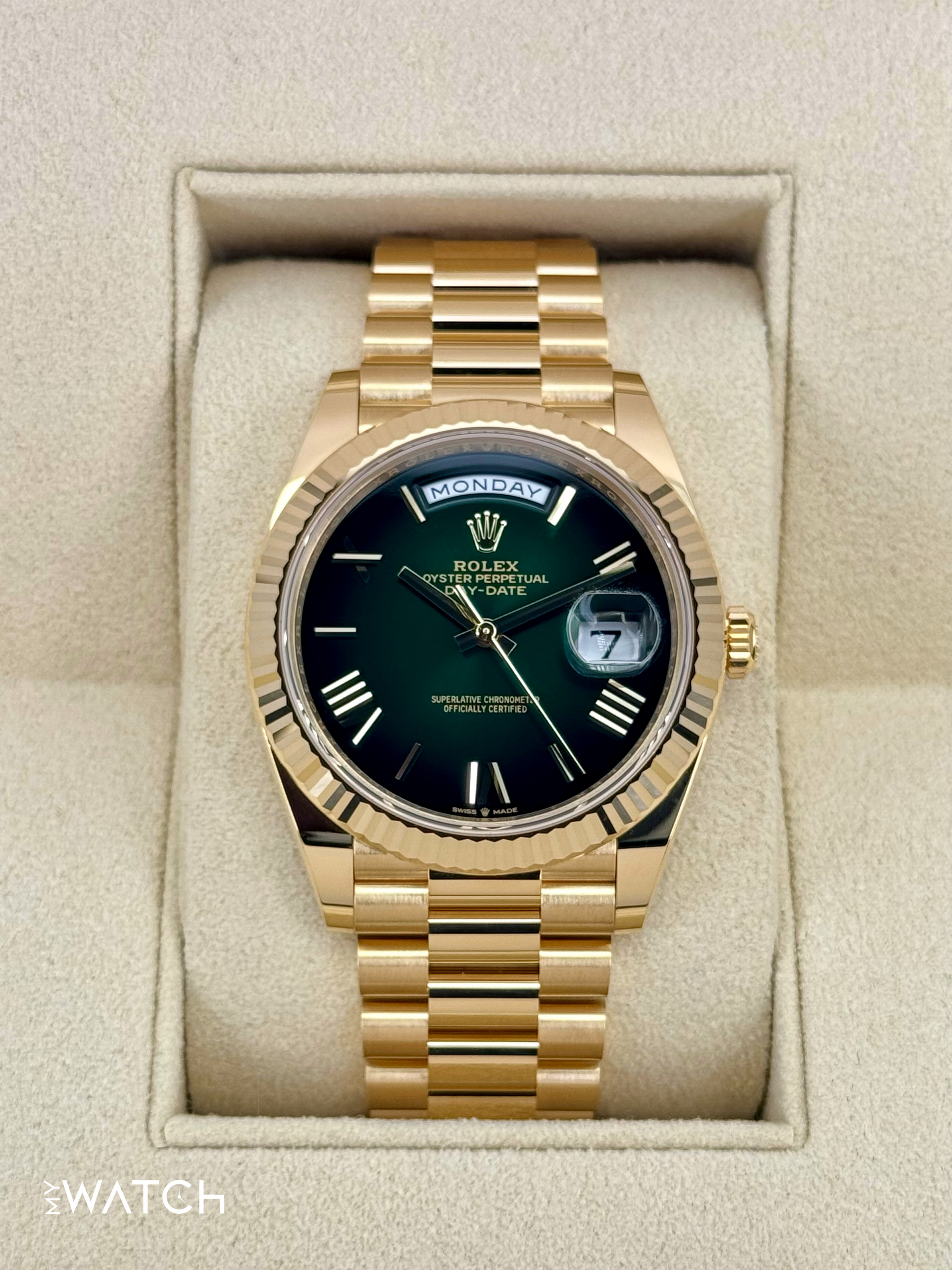 NEW 2025 Rolex Day-Date 40mm 228238 Presidential Green Ombre Dial - MyWatchLLC
