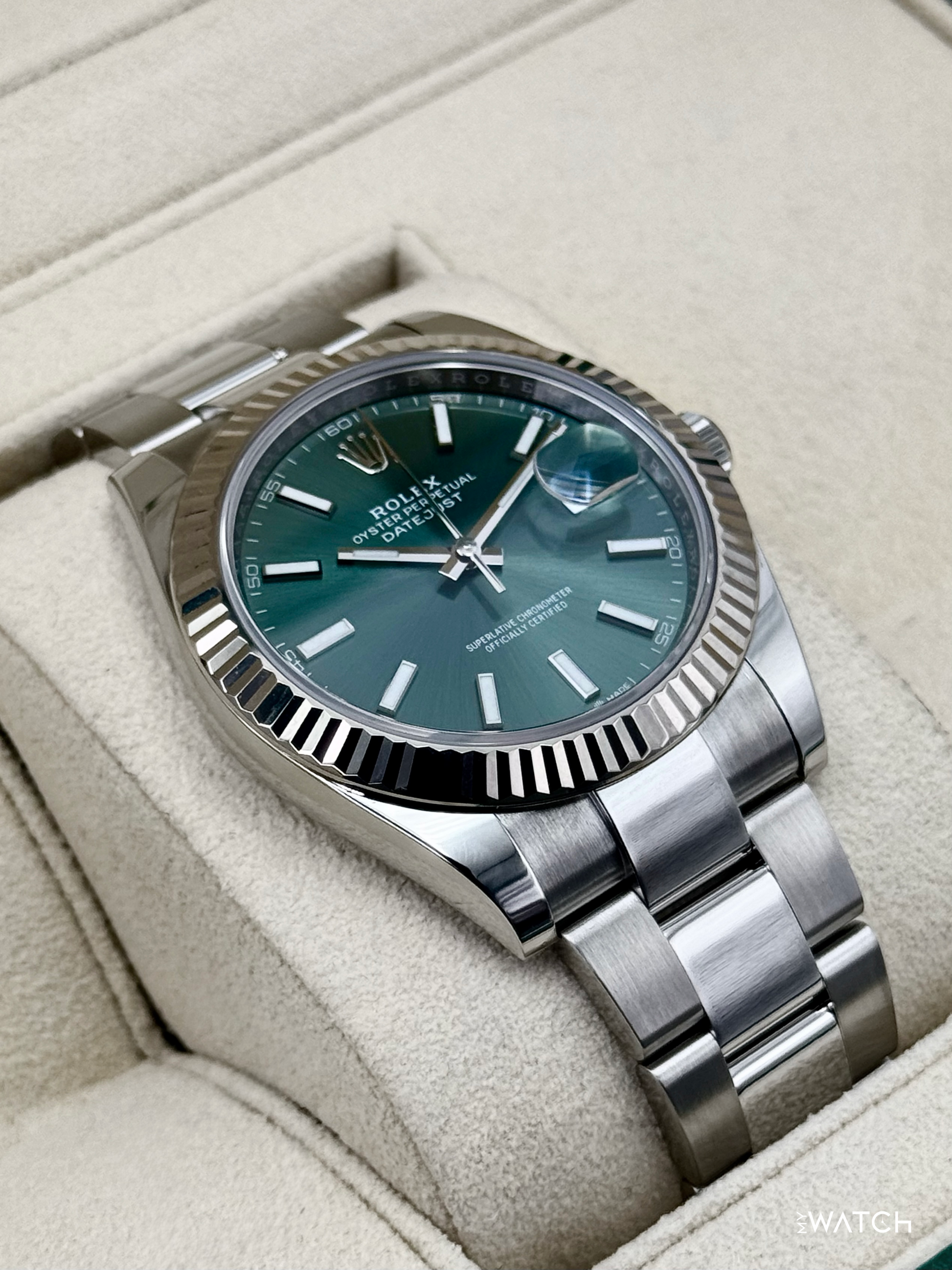 2023 Rolex Datejust 41mm 126334 Stainless Steel Oyster Mint Green Dial - MyWatchLLC