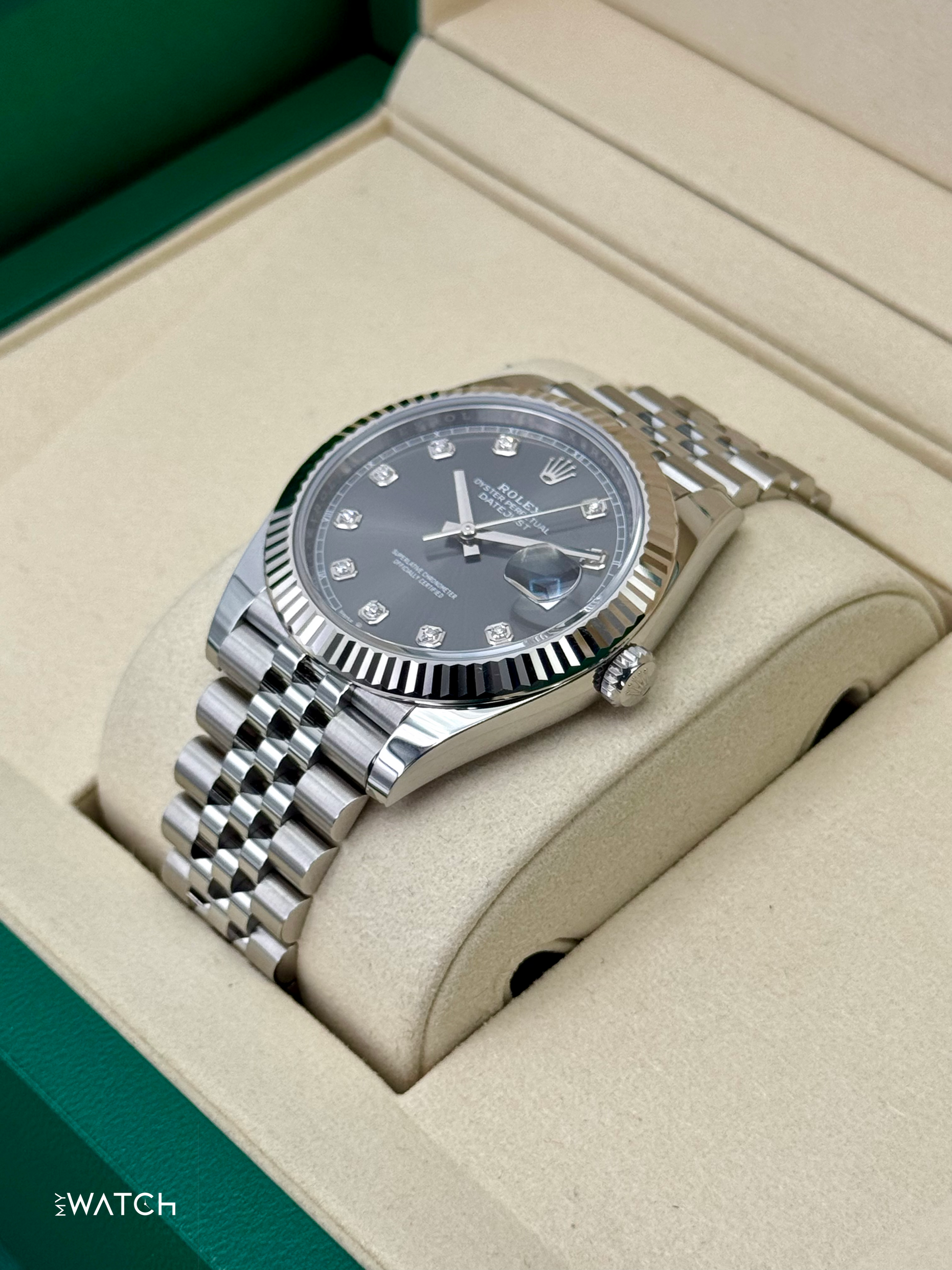 NEW 2025 Rolex Datejust 41mm 126334 Stainless Steel Jubilee Rhodium Diamond Dial - MyWatchLLC